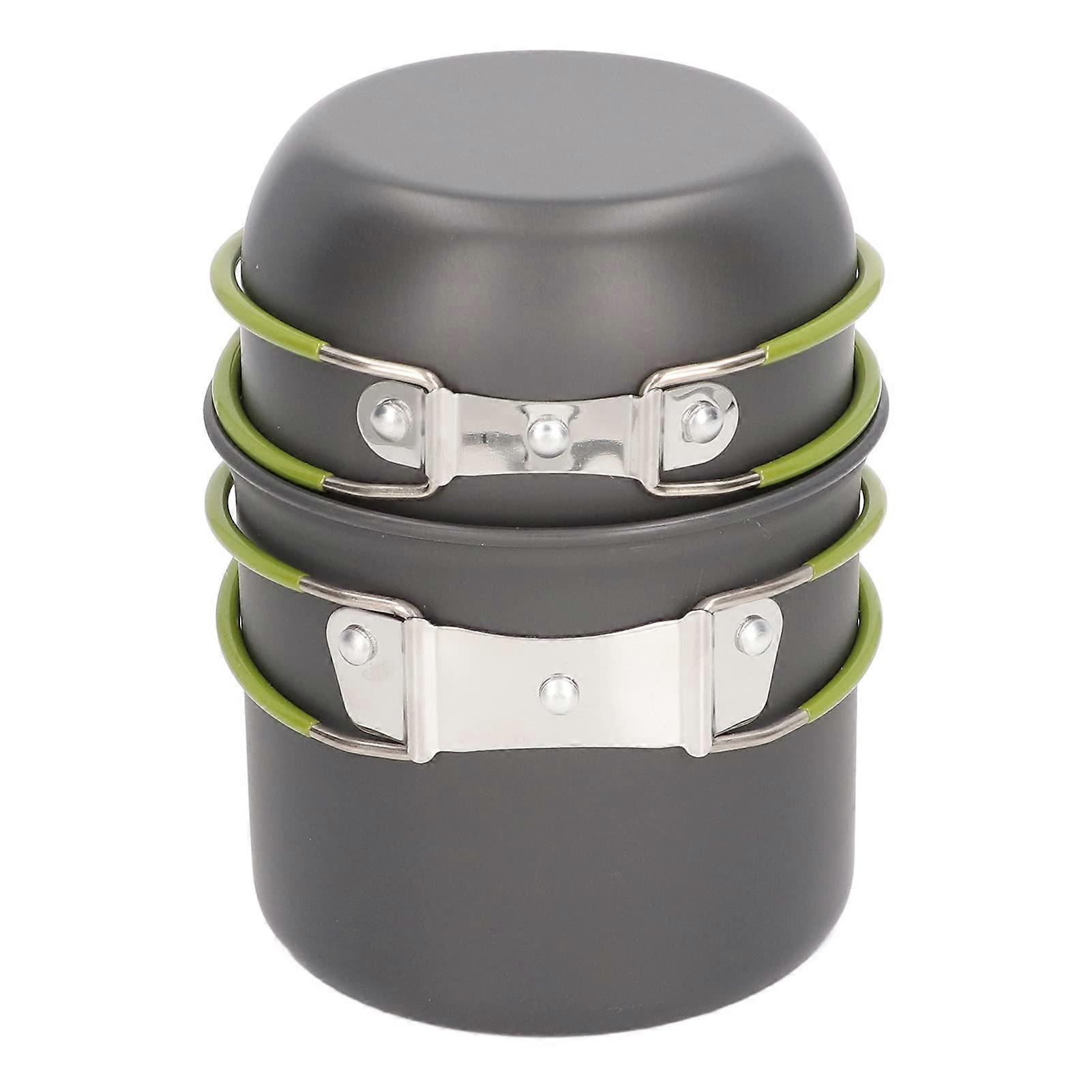 Titanium Camping Pot Camping Cookware with Folding Handle Aluminum Alloy Stainless Steel Rubber Grey Small