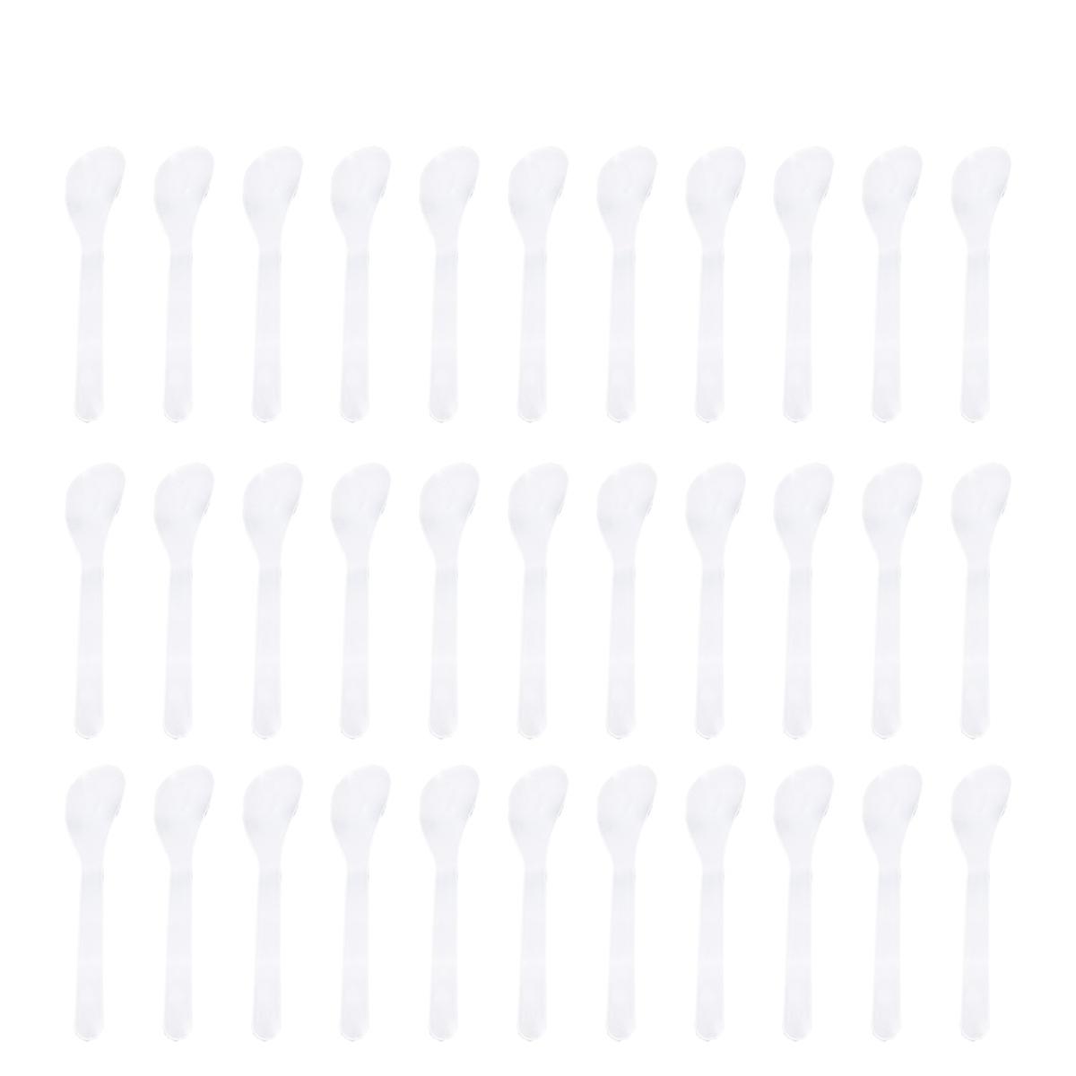 Mini Plastic Spatulas Makeup Applicator Sticks For Cosmetic Application White Approx 13x3x0 1cm Scoop Cream 50Set