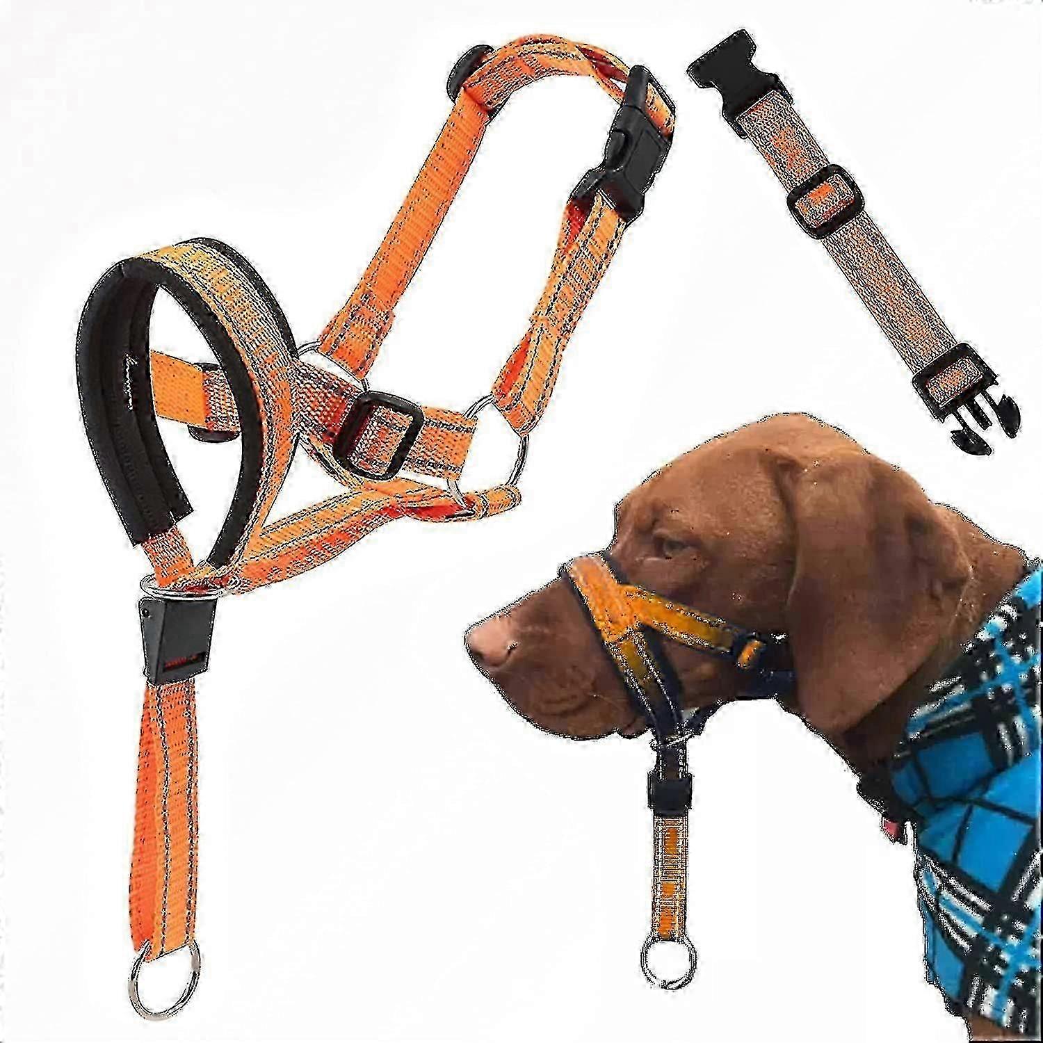 Adjustable No-Pull Dog Head Halter with Safety and Reflective Straps for Training