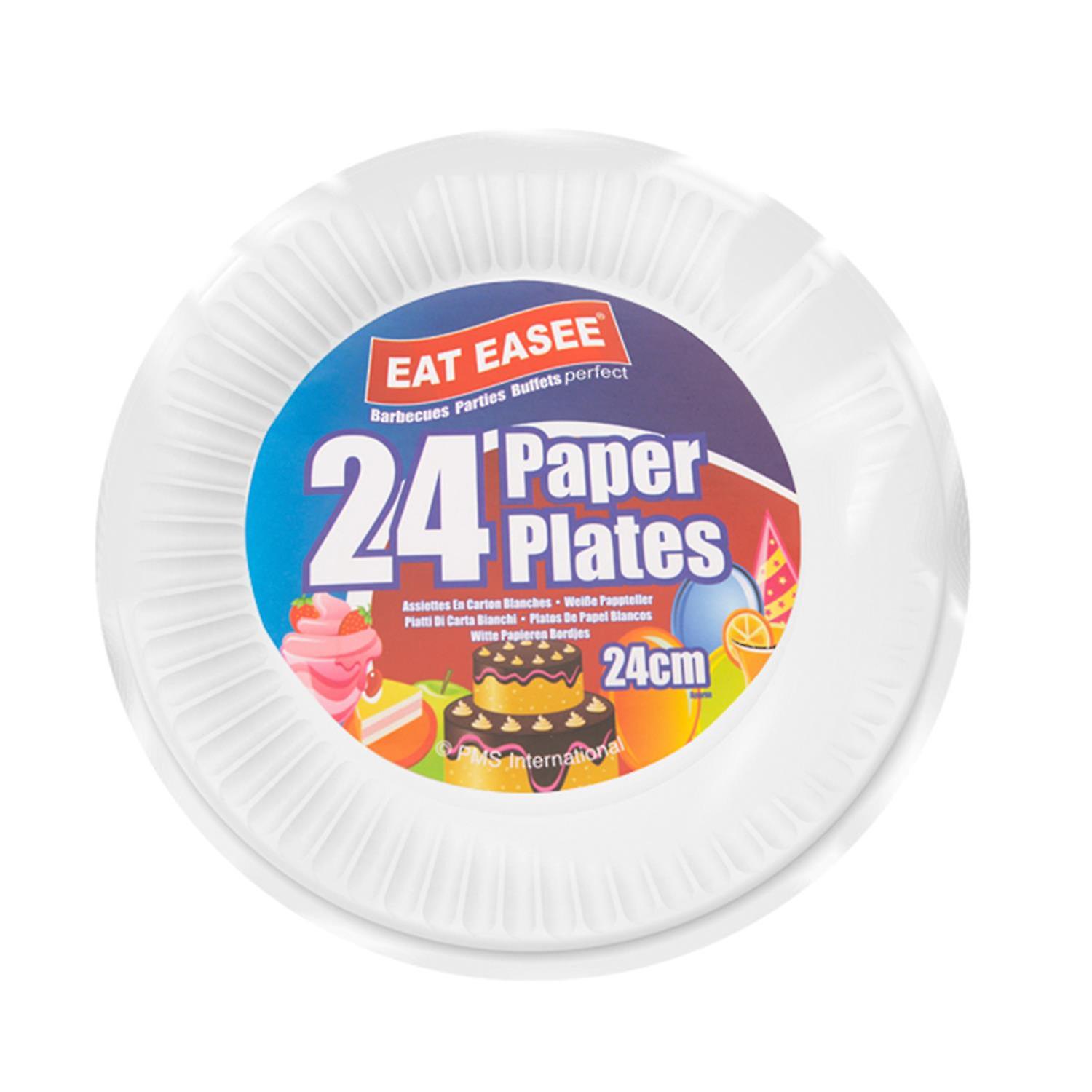 PMS 24pc White Disposable Paper Plates