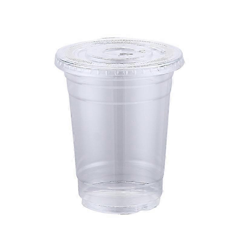 Clear 360ml Plastic Cups with Suction Lids 100 Pack for Cold Drinks