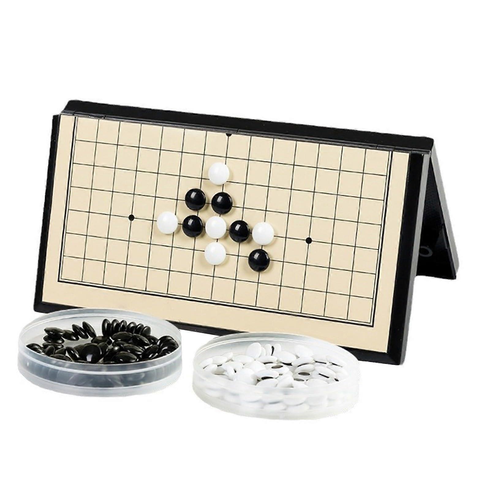 Portable Go game set with magnetic board, lightweight and foldable, for beginners (Yellow, A) A Yellow