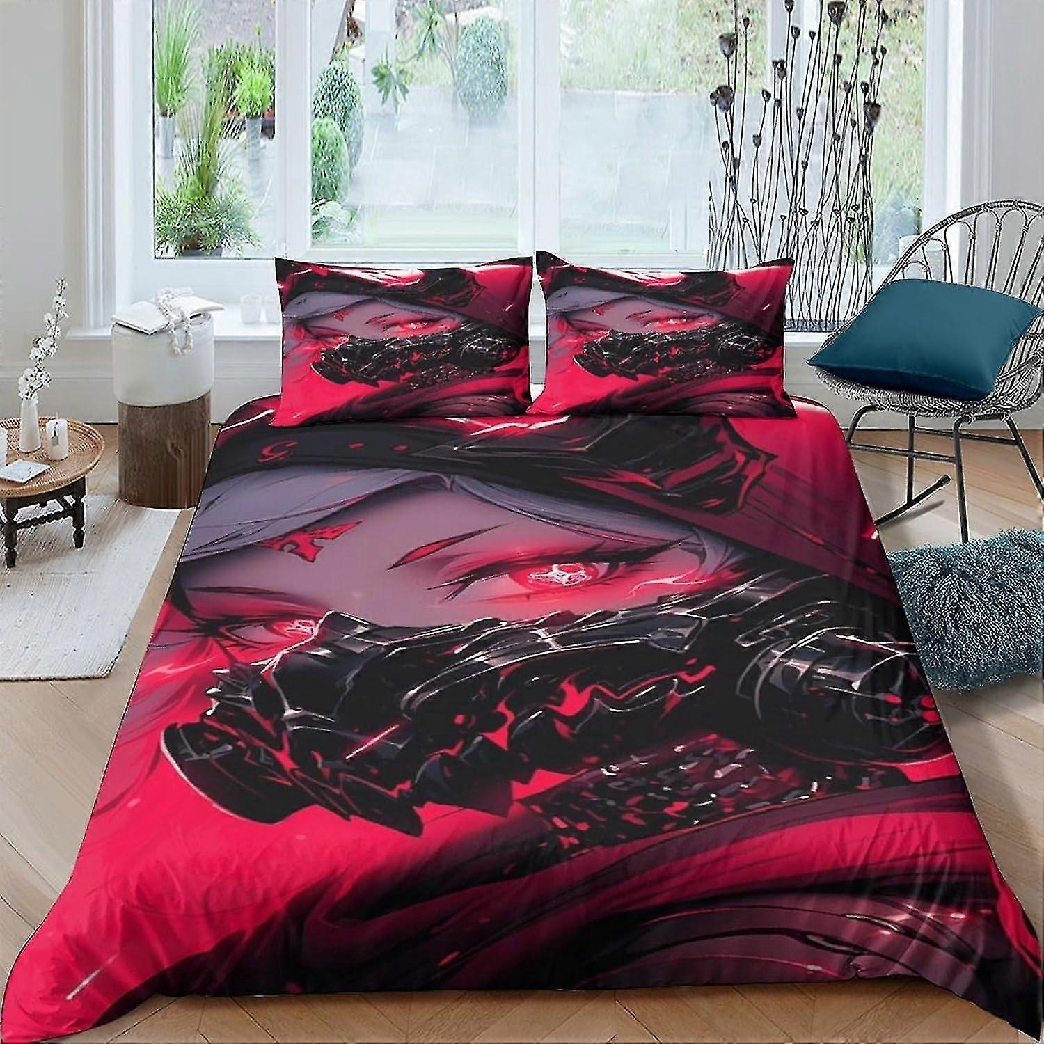 Set copripiumino cartone animato 3 pezzi in morbida microfibra 3D Comics Pattern Quilt Cover Chiusura a cerniera con federe