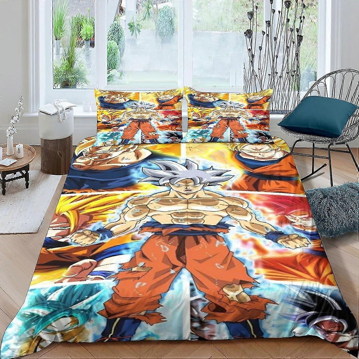 Anime Characters Print Bedding Duvet Cover Set, 3-Piece Microfibre Quilt Cover with Pillowcases for Double Bed