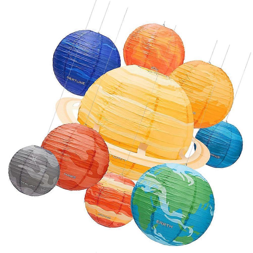 9pcs Outer Space Paper Lanterns Creative Hanging Decorations for Galaxy Themed Parties, Birthday, Wedding & Classroom Use, Chic & Stable Design for