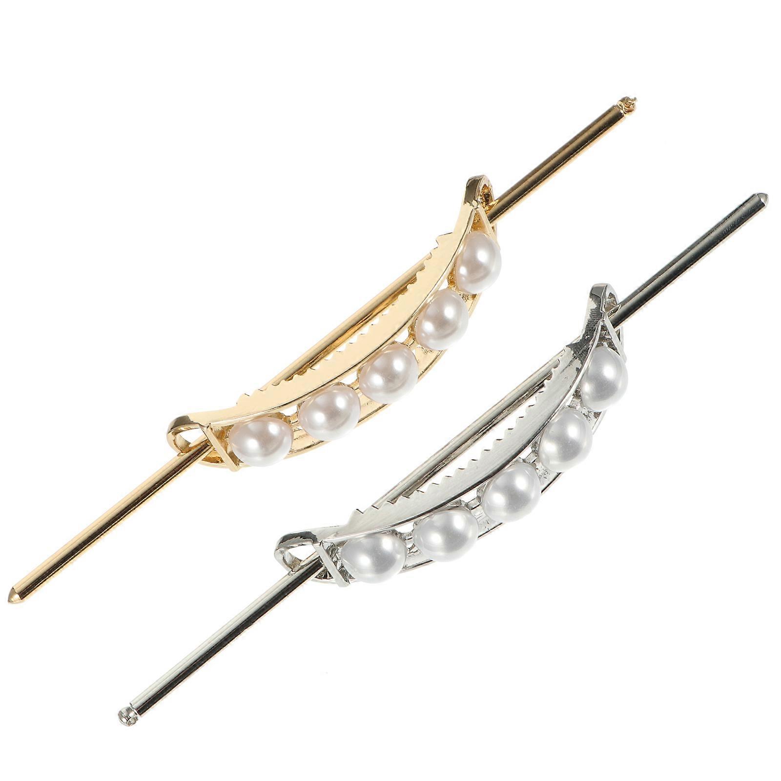Here's a polished and professional product description based on your input:
**2pcs Alloy Pearl Hair Sticks Retro Decorative Hairpins for