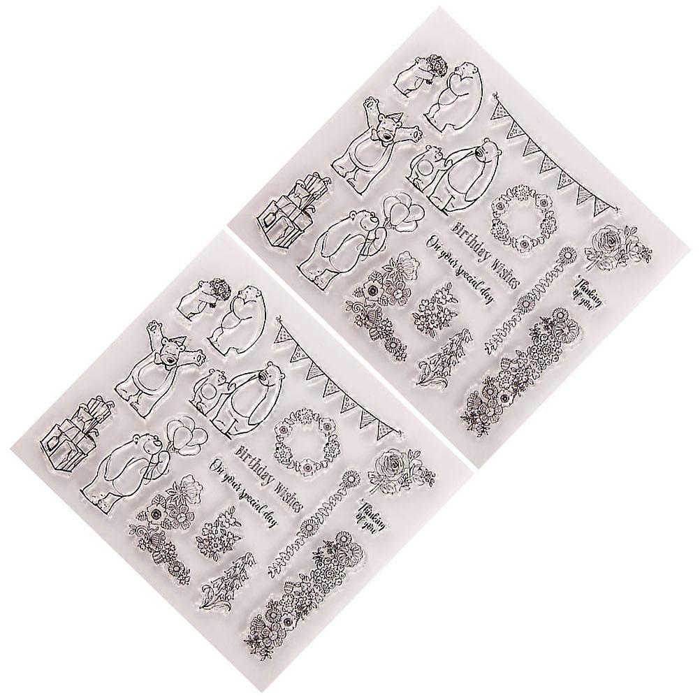 Clear Stamp Sheets Versatile Stamping TPR Material Album Decoration Photo Frames Craft Projects 17x15cm 2Pcs
