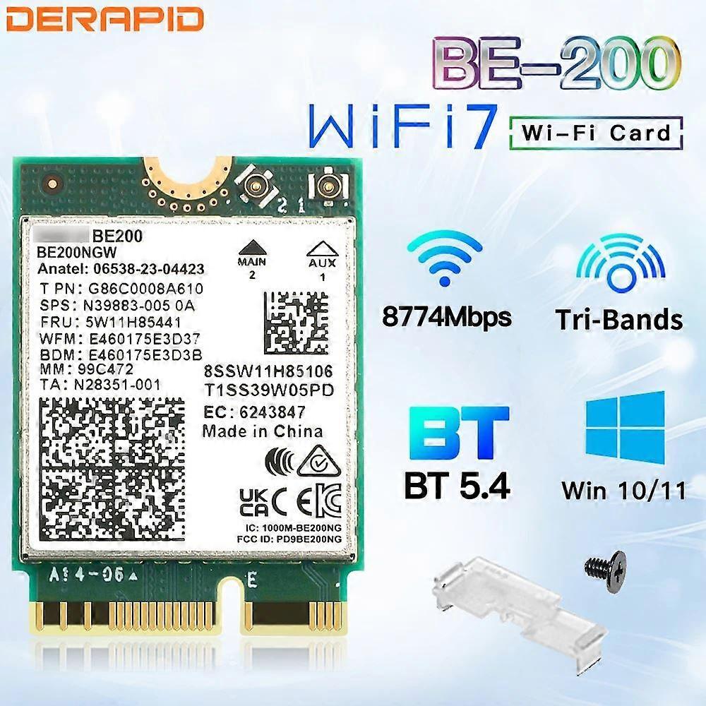 WiFi7 BE200NGW Tri-Band NGFF Wifi Adapter Bluetooth 5.4 BE200 M.2 Wireless Dongle For PC/Laptop For