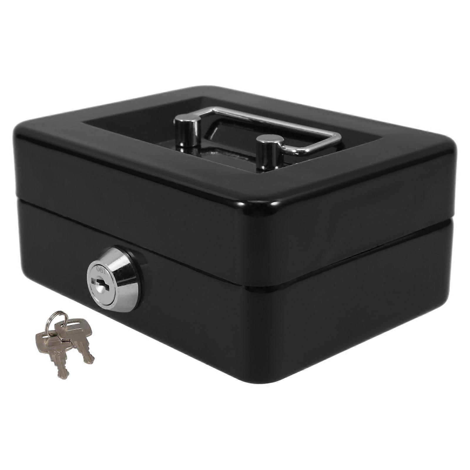 Money Box With Key Small Safe Box For Money Combination Lock Portable Metal Organizer Removable Tray Storage Container 1Pcs