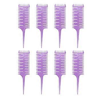 8 Pcs Cauda Pente 3 Lados ABS Tintura de Cabelo Styling Cabeleireiro Ferramenta Roxo para Casa SalonYMMR)
