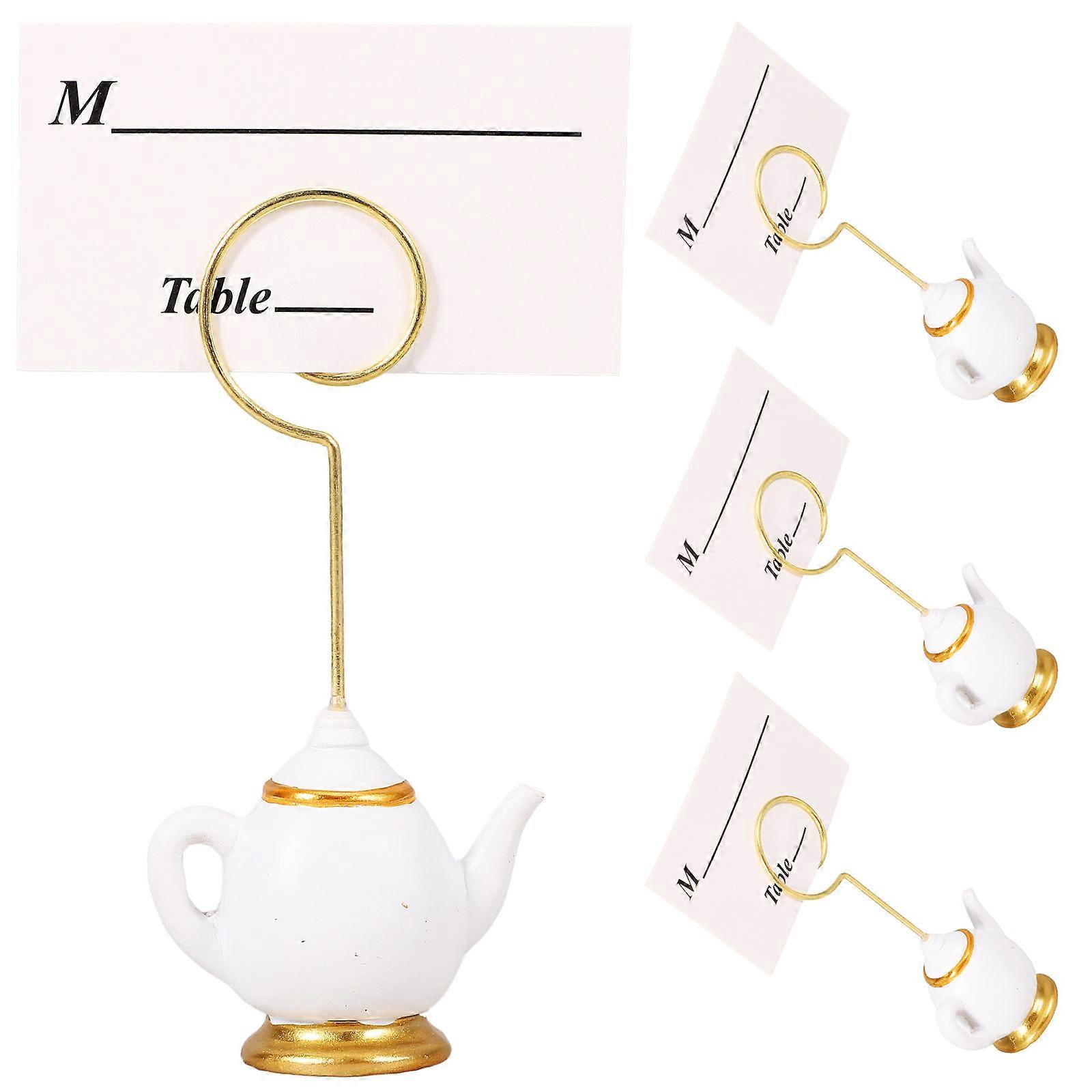 Teapot Card Holder Resin Table Number Holder for Weddings, Restaurants, Events Elegant Design for Menu Cards, Photos, Memos