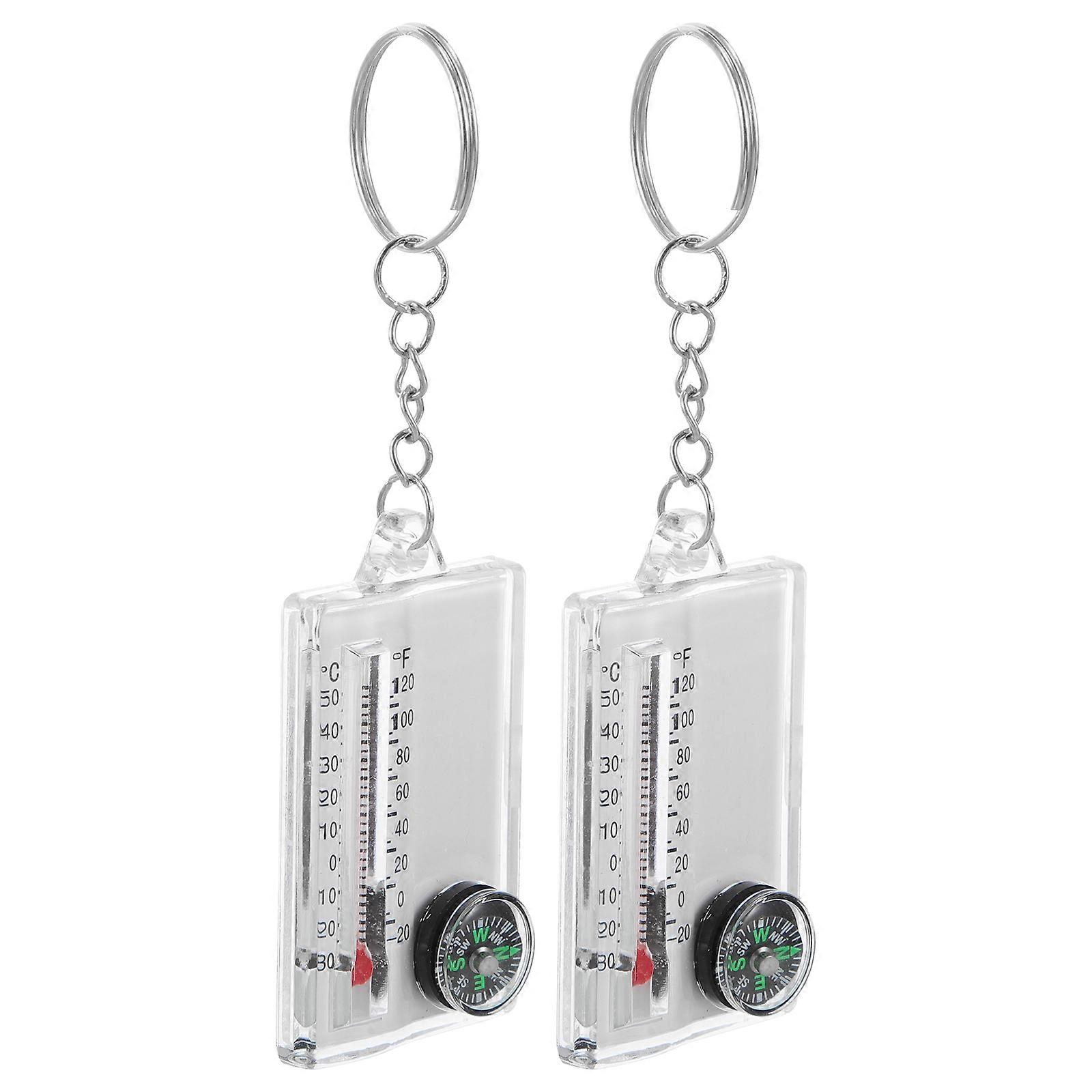 Here's a well structured product description for your **2pcs Pocket Compass with Thermometer Keychain**:
### 🧠2 Pack Pocket Compass with