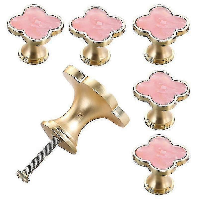 Four-leaf Knobs Creative Metal Handle Cabinet Drawer Pulls (pink)