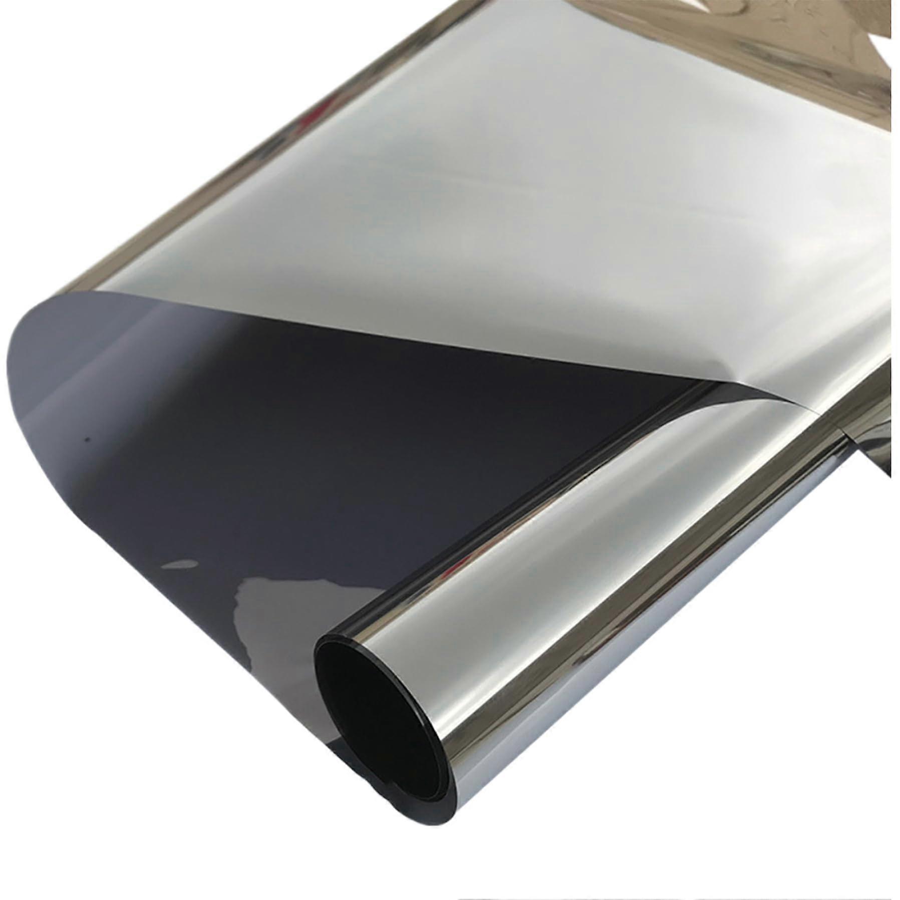 Window Film Privacy UV Blocking One-Way Reflective Frosted Gray Self-Adhesive 1.6 X 15.8 In For Bedroom And Home Office