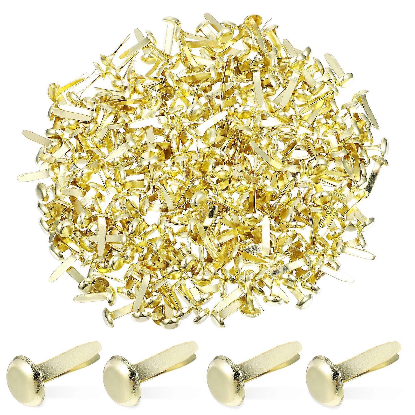 300PCS Metal Brads Round Head Paper Fasteners for Scrapbooking DIY Crafts Card Making Lightweight Iron Clips Electroplated Surface School Office