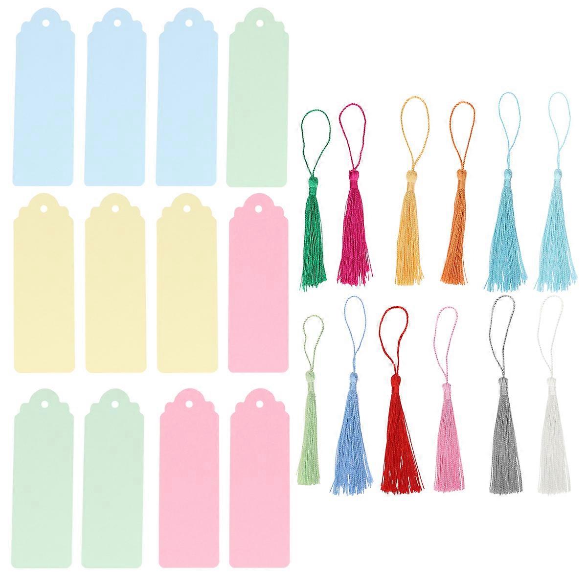 Cardstock Bookmarks Chinese Style Bookmark Reading Gifting Assorted Color 23x4x1cm Blank Cardstock With Tassel 12 Pieces