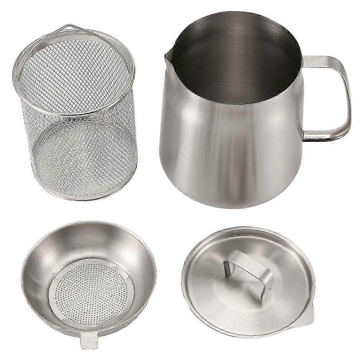 Versatile 2L Oil Filter Vessel & Pot for Kitchen - Efficient Cooking Essential for Filtering & Storing Cooking Oils