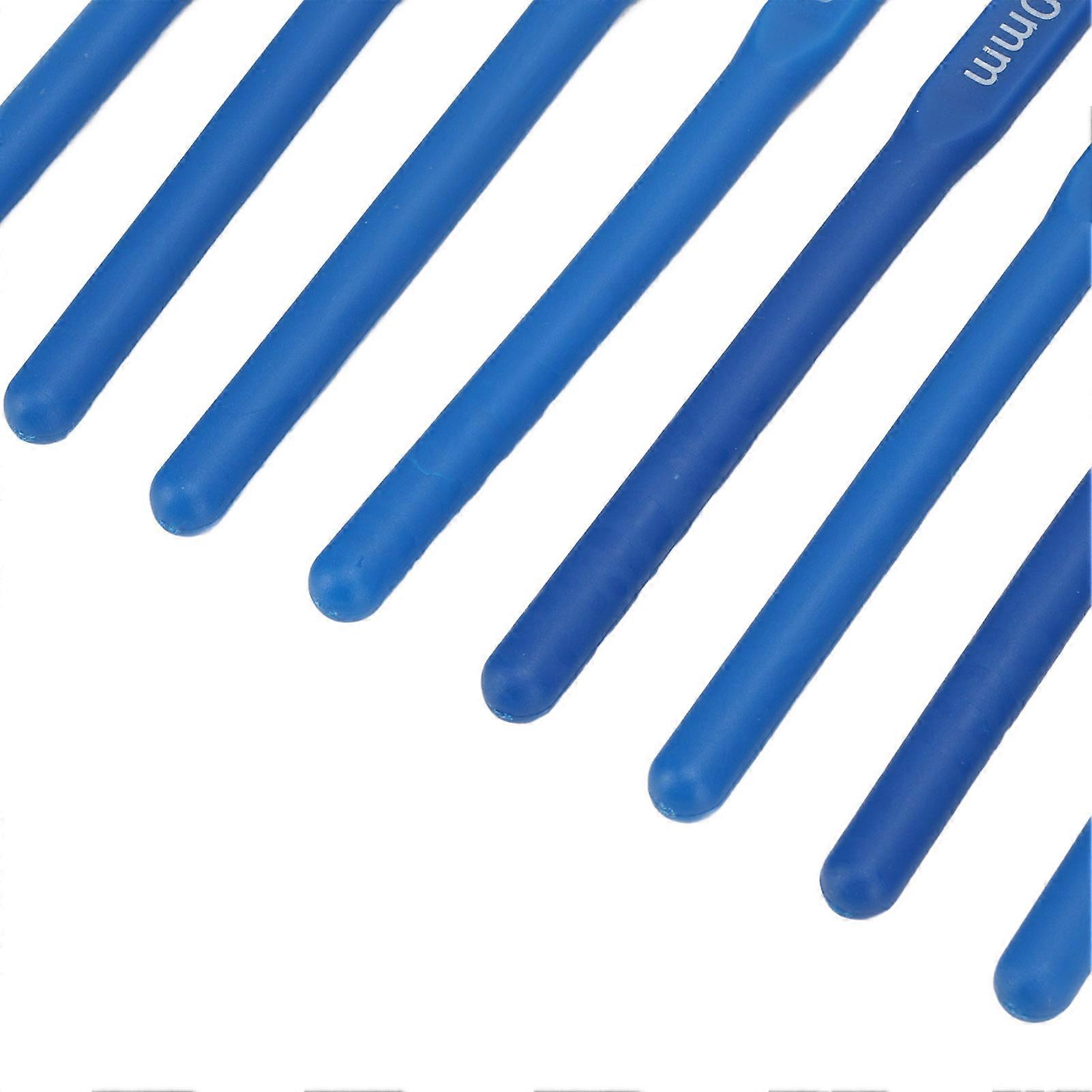 8pcs Crochet Hooks Blue Thin Ergonomic Handle Polishing Treatment Stainless Steel Knitting Needles Set for Weaving
