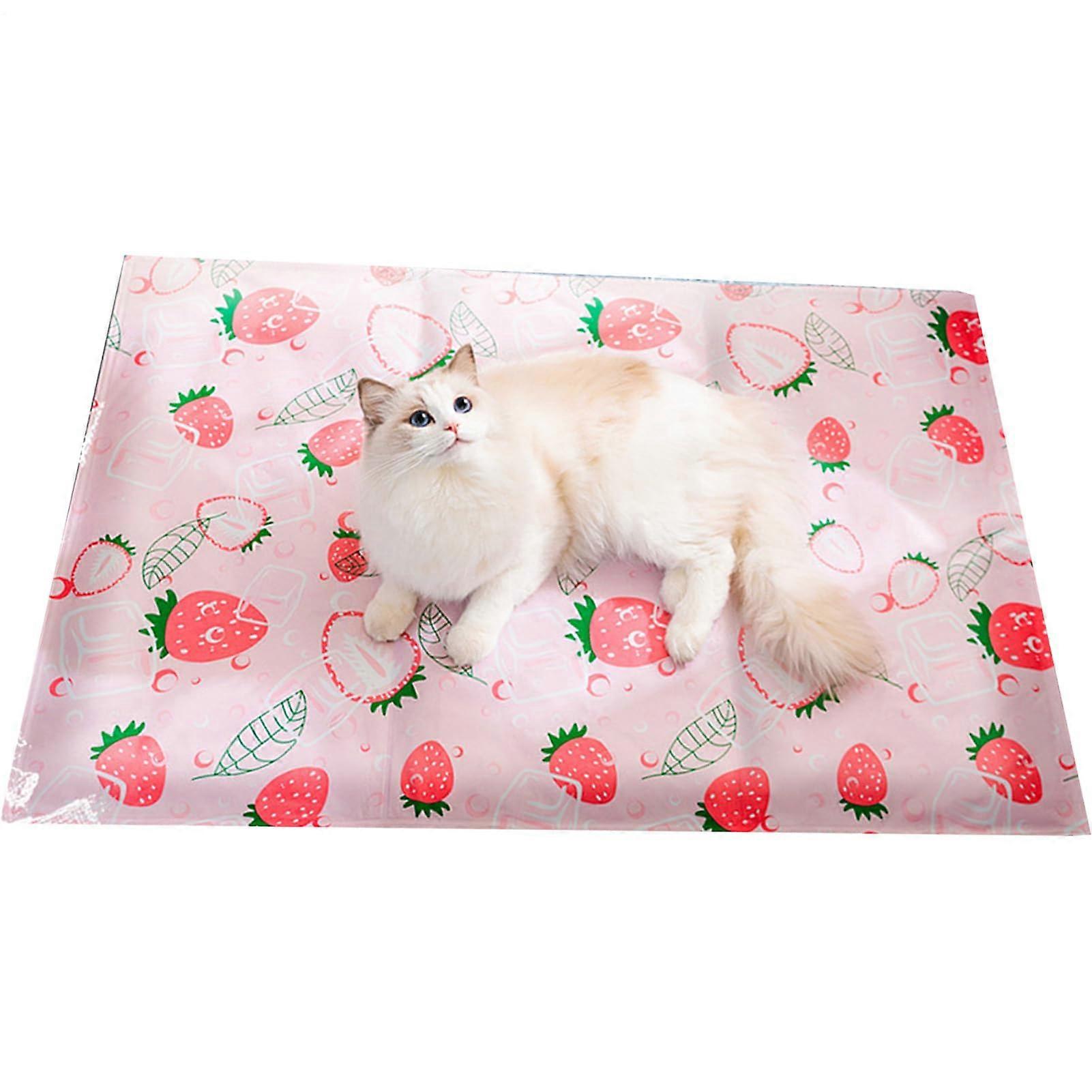 Cooling pads for pets, cooling beds for cats – Play mat for pets, washable, nonslip, bedding pink strawberries L 25 x W 15 x H 15 cm