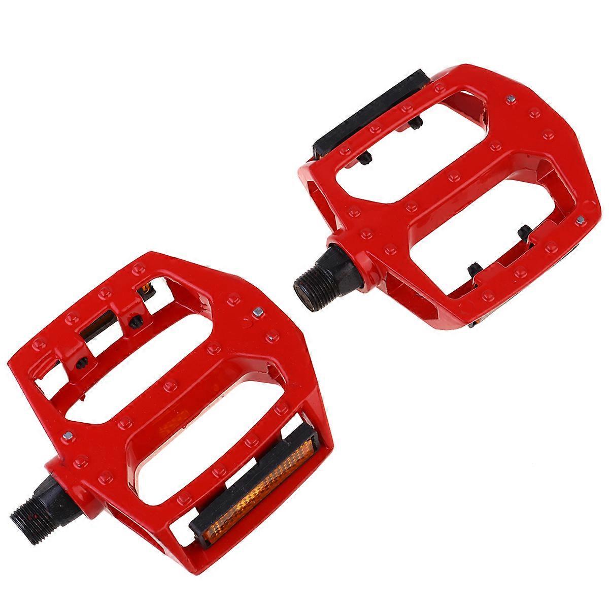 1 Pair Aluminum Alloy Bike Pedals with Rolling Ball Design Multi purpose Pedal Accessory (Red Single Rolling Beads Style)