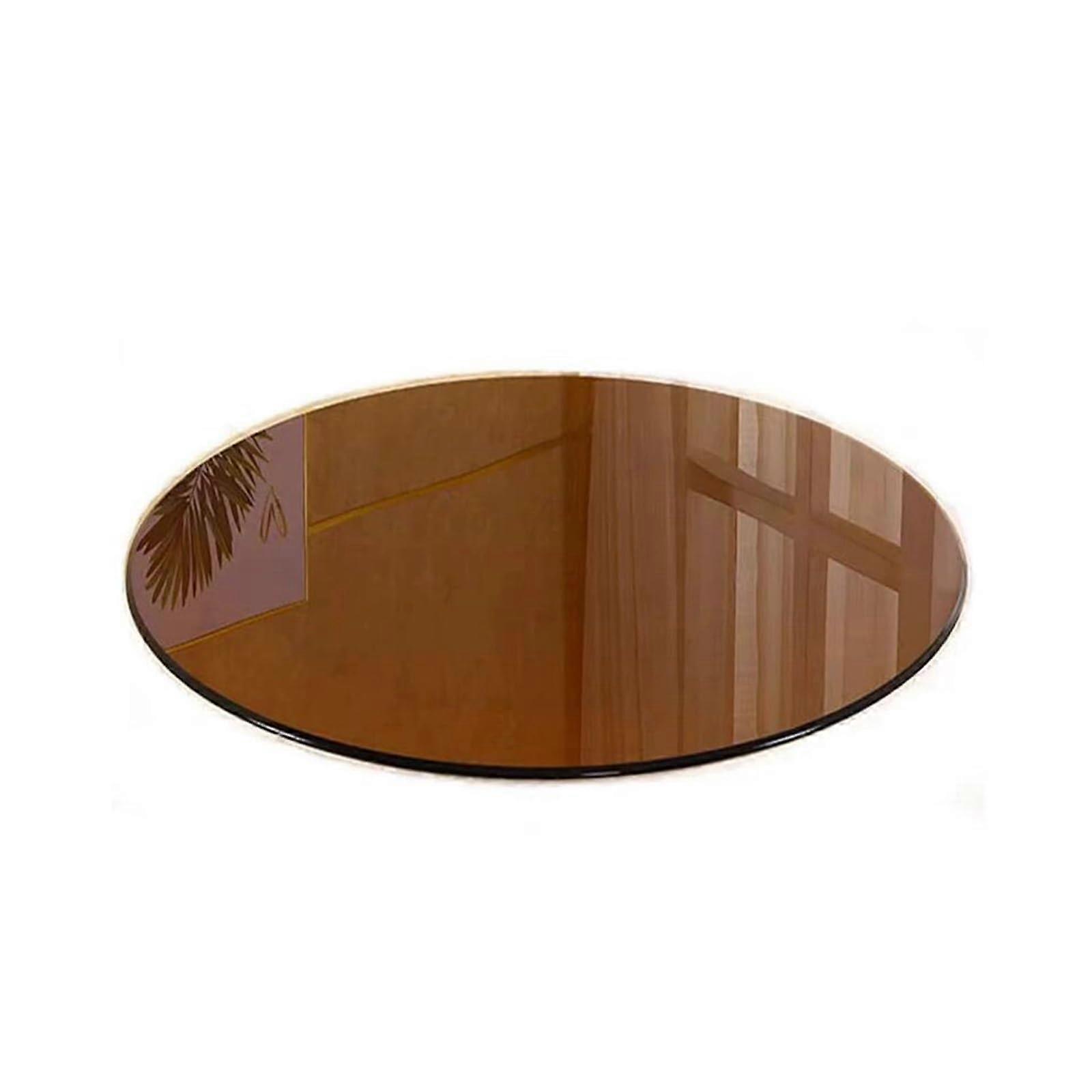 Brown Tempered Glass Desk , Round Glass Worktop, Coffee Table, Dining Table, Individual Glass Turntable Worktop for Home Use (80 cm) 80cm