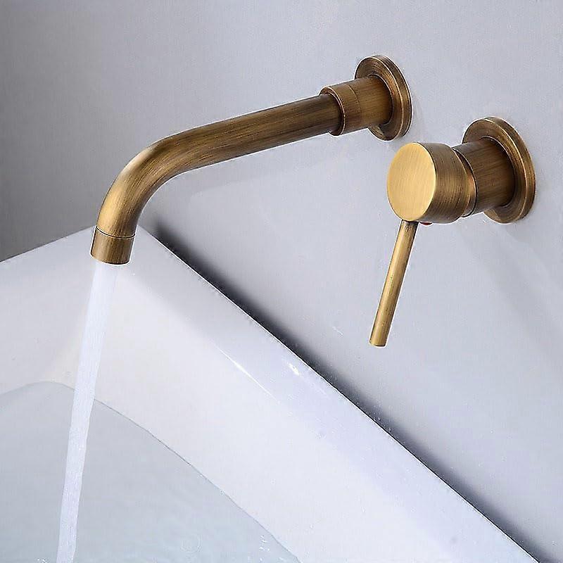 Washbasin faucets, bathroom sink faucets, wallmounted 360° swivel brass basin faucet, hot and cold single lever basin faucet, antique style. Ref: 4067