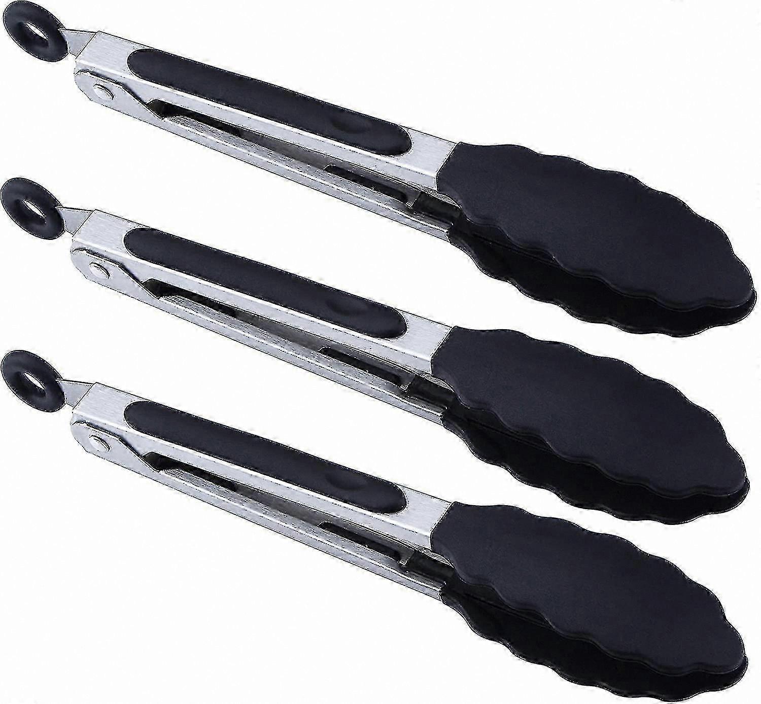 7-Inch Silicone Mini Tongs for Kitchen Use - 3-Pack Serving Utensils
