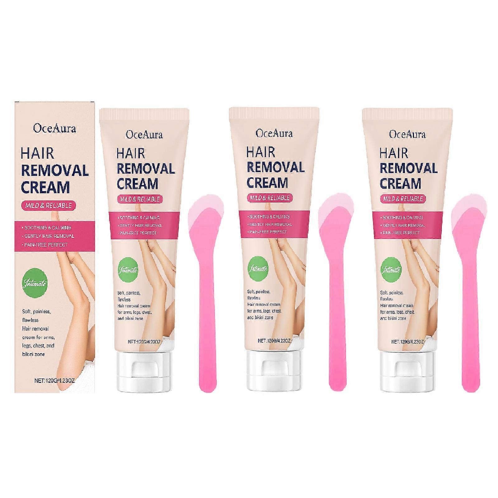 Hair Removal Cream for Women: Effective Painless Flawless Depilatory Cream for Arms Legs Chest and Pubic Area - Suitable for All Skin Types 120g