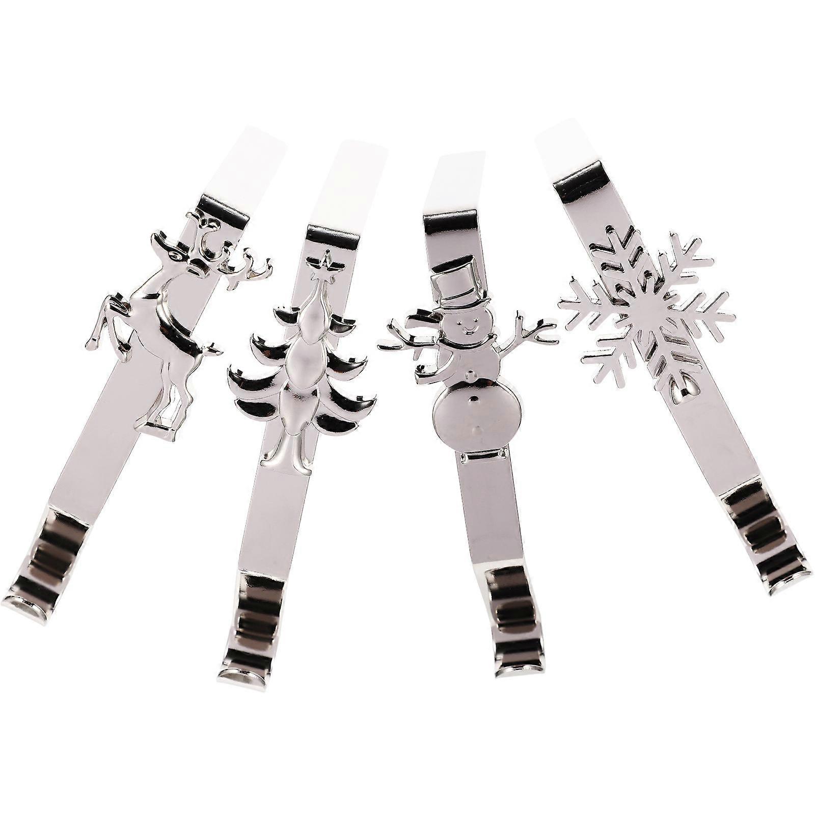 Mantel Hooks for Christmas Stockings Silver Iron Decorative Hanging Hooks for Fireplace 4 Pieces