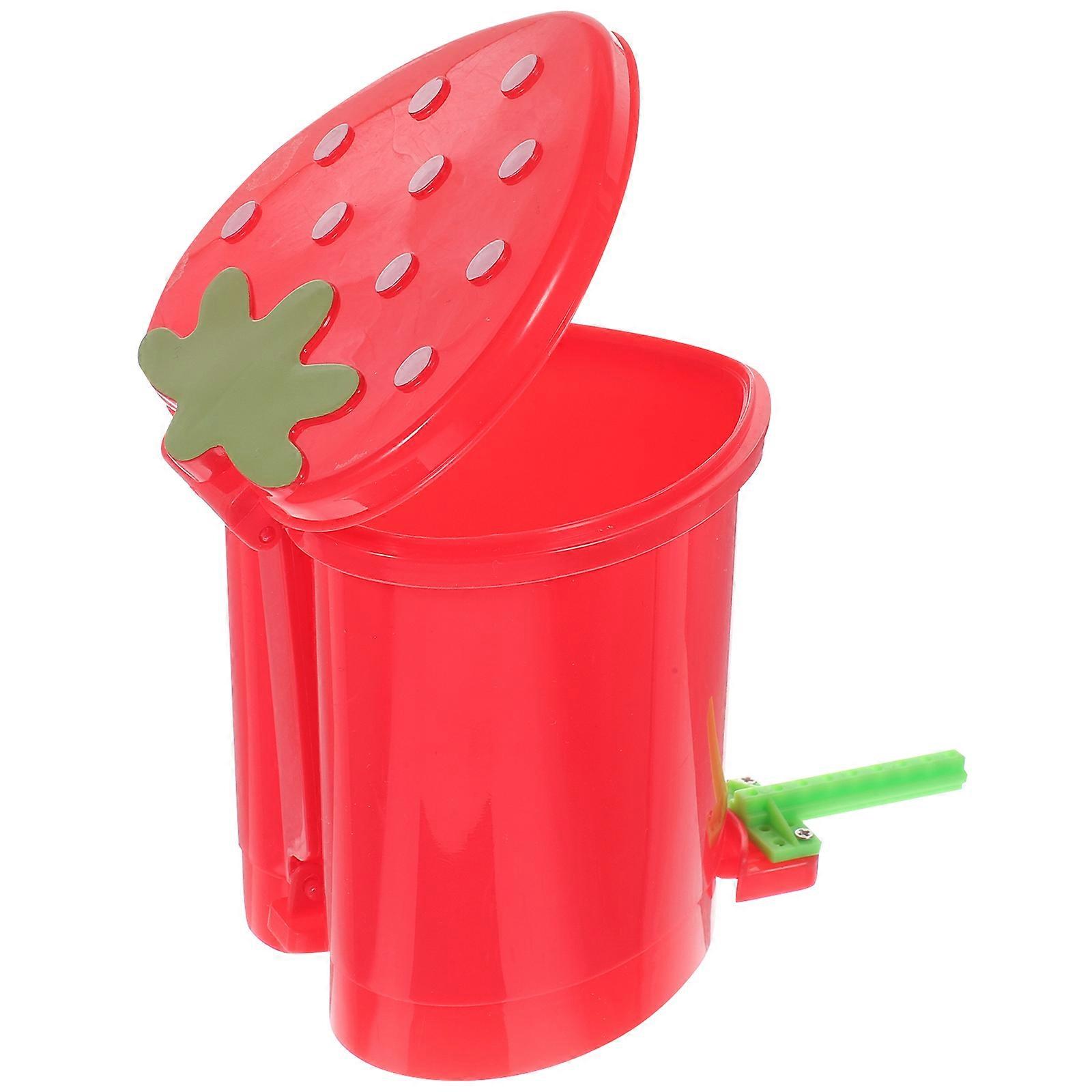 Cute Mini Parrot Bird Strawberry Shaped Trash Can Plastic Safe Plaything for Desktop Use Intelligence Development