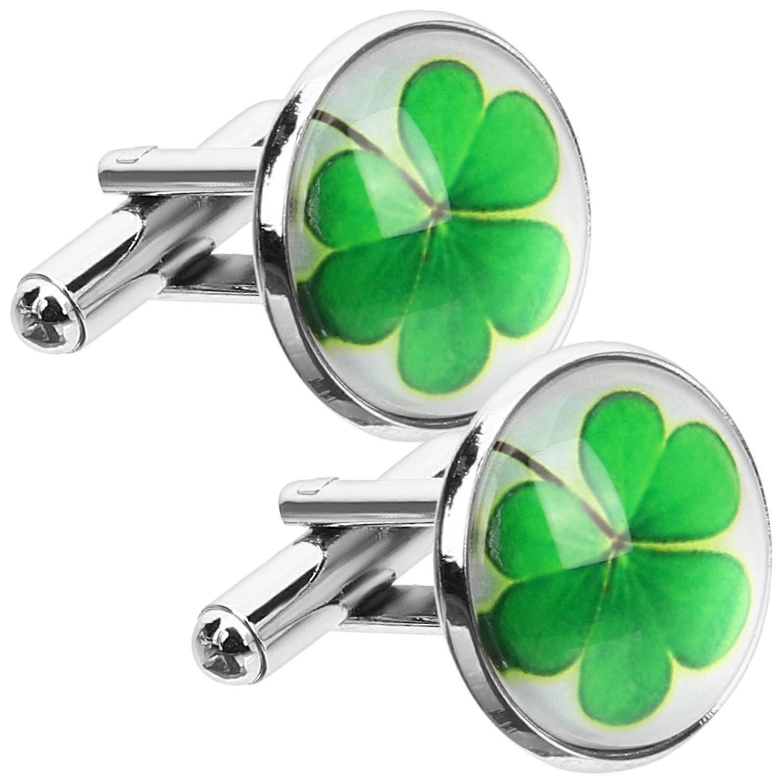 2pcs Clover Cuff Links Shirts Cufflinks Decorative Cufflinks Men Clothing Accessories