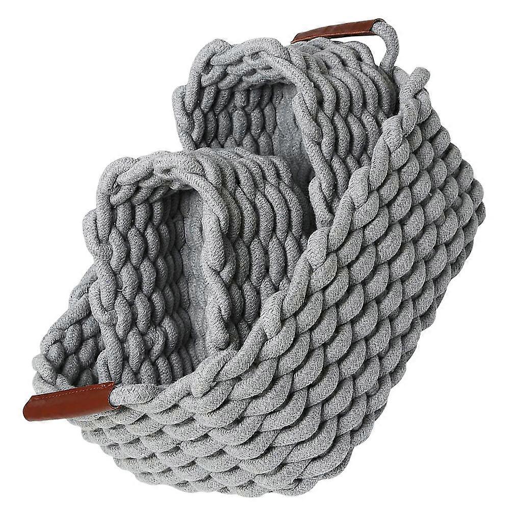 Nordic Style Cotton Rope Woven Storage Basket Grey – Easy Clean Home Organization for Desktop and Essential Items