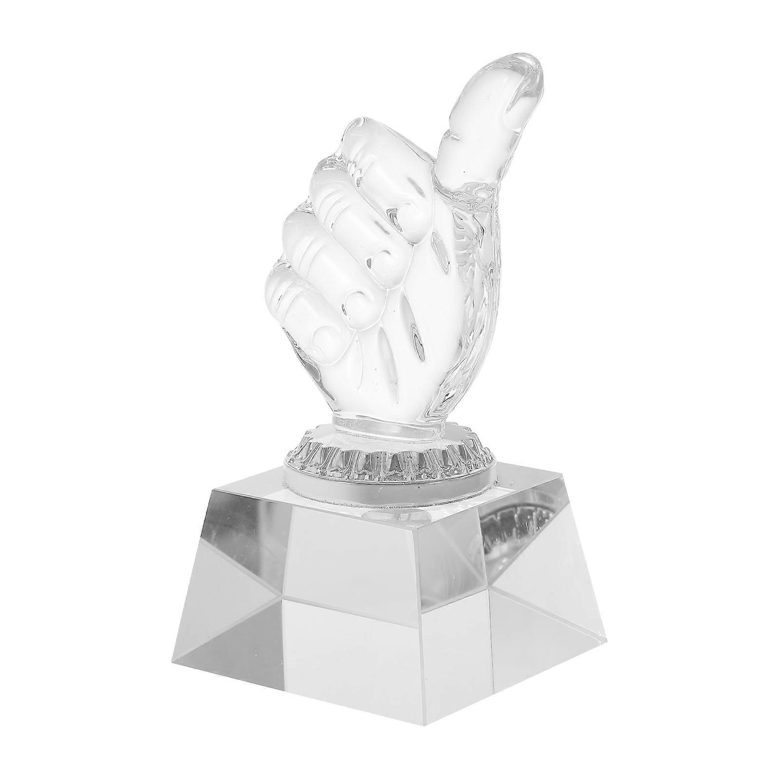 Hand Shaped Transparent Crystal Trophy Decorative Award for Festivals Celebrations Durable Design Competition Event Prize Accessory