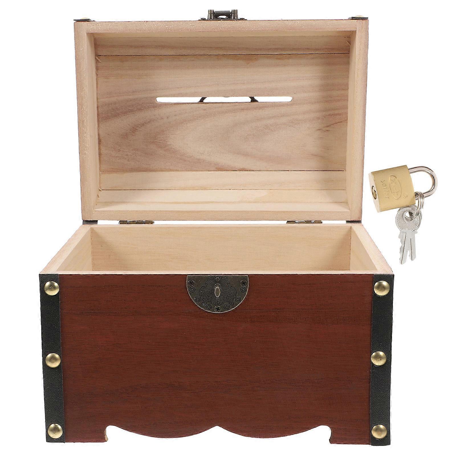 Wood Coin Change Container Creative Storage Box Home Decoration Large Multi 1Pack