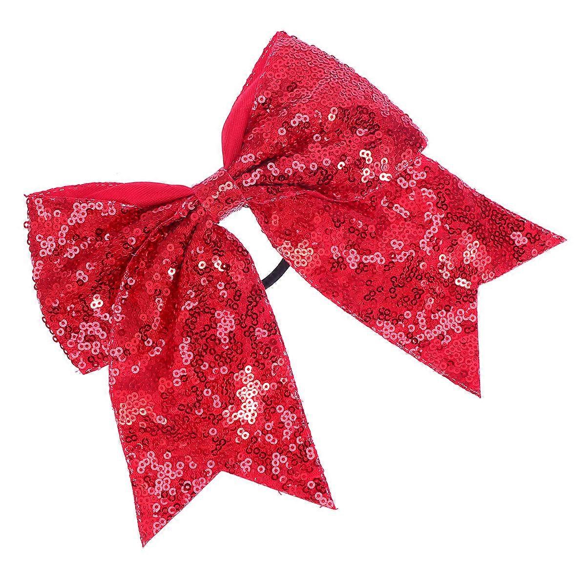 Red Fabric and Sequins Hair Loop with Durable Bowknot Design for Decoration Use 8 Inch