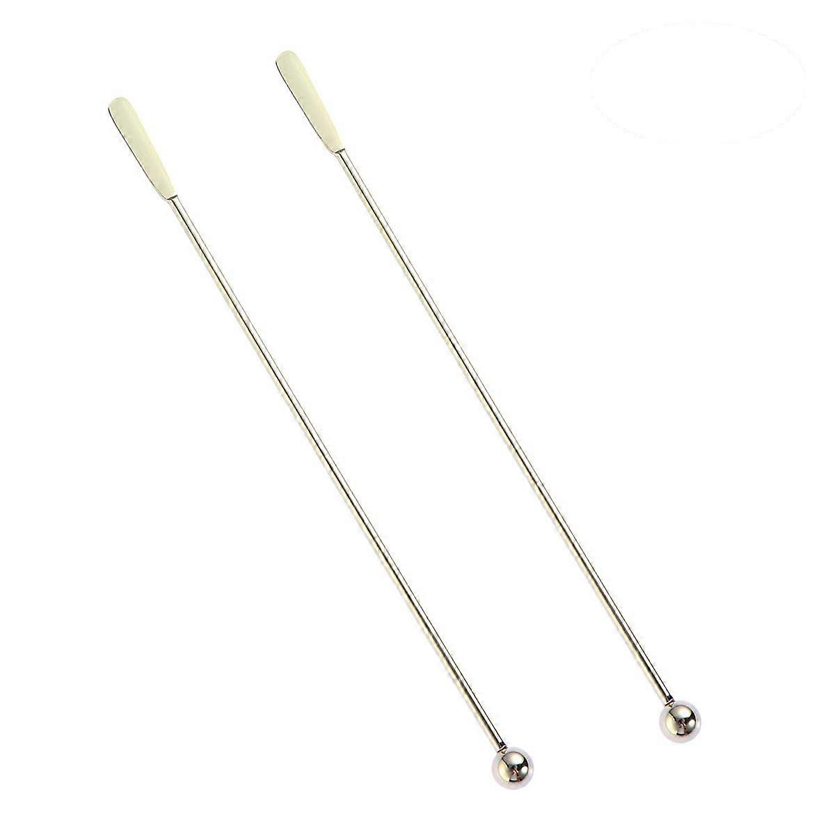 5 Pack 304 Stainless Steel Stirrer Set Flat Round Bead Cocktail Picks For Drinks Fruit Skewers Golden