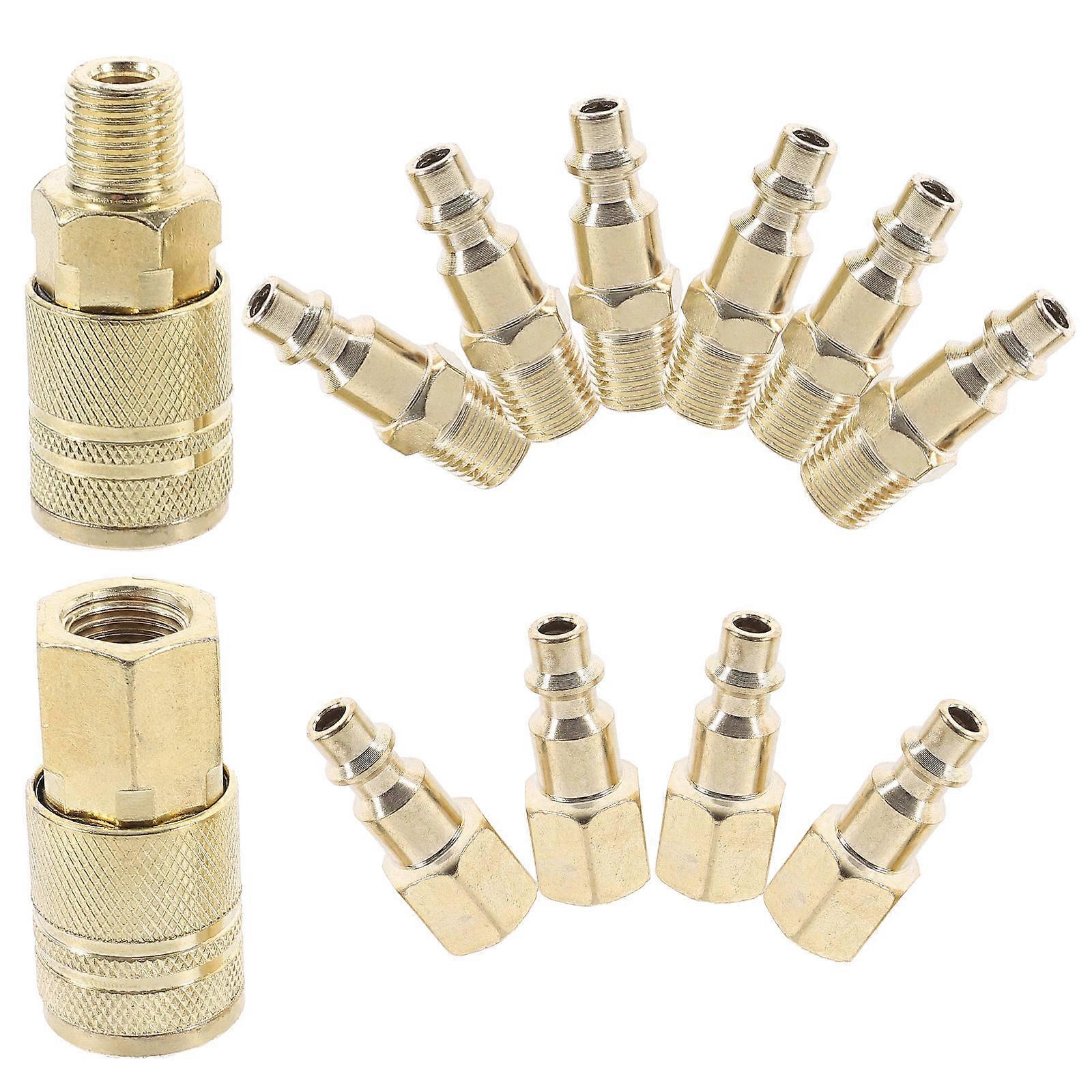 Air Hose Fitting Assortment Crimp Cinch Connector Quick Release Golden Compact 12Set