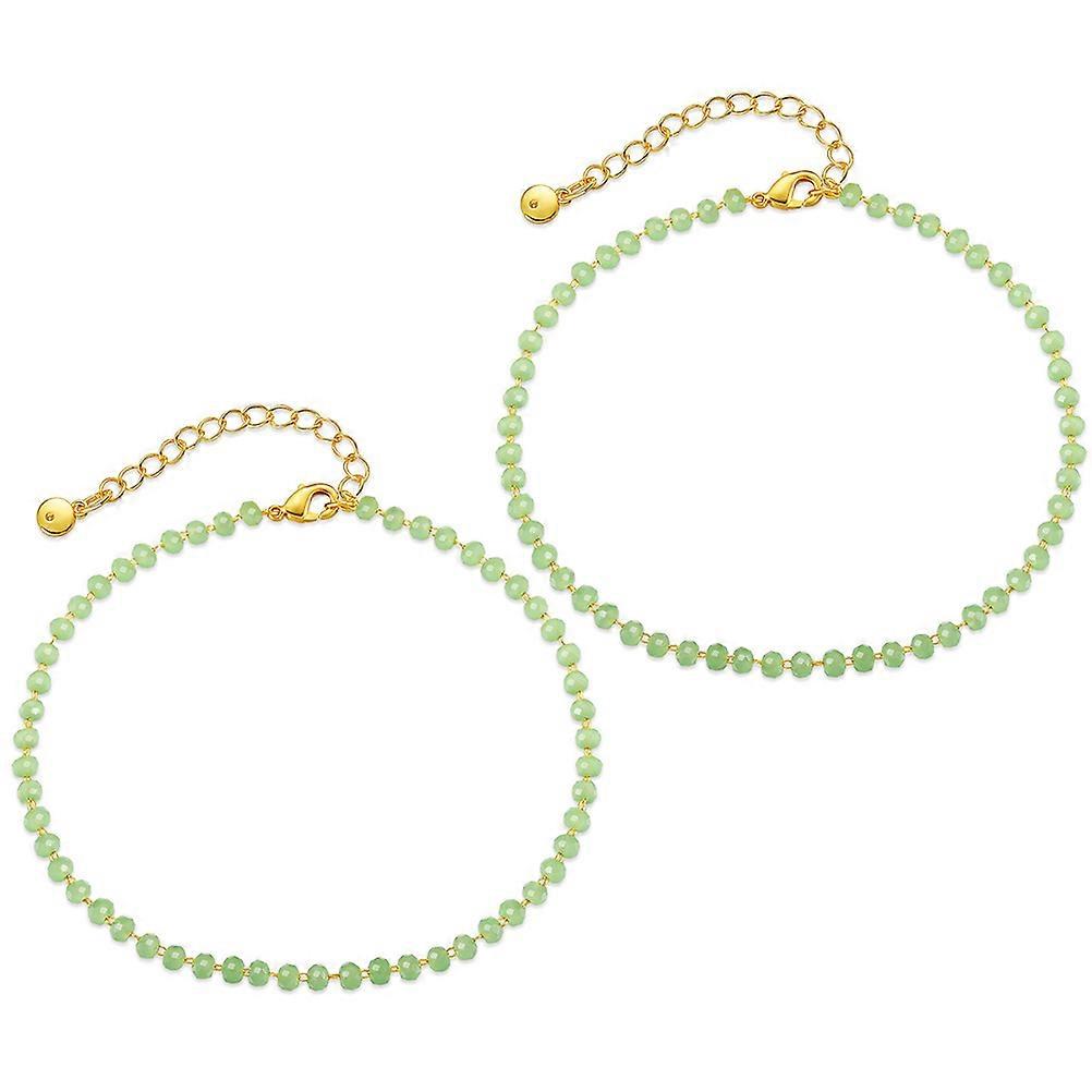 2pcs Crystal Stone Beaded Bracelets Small Fresh Summer Jewelry