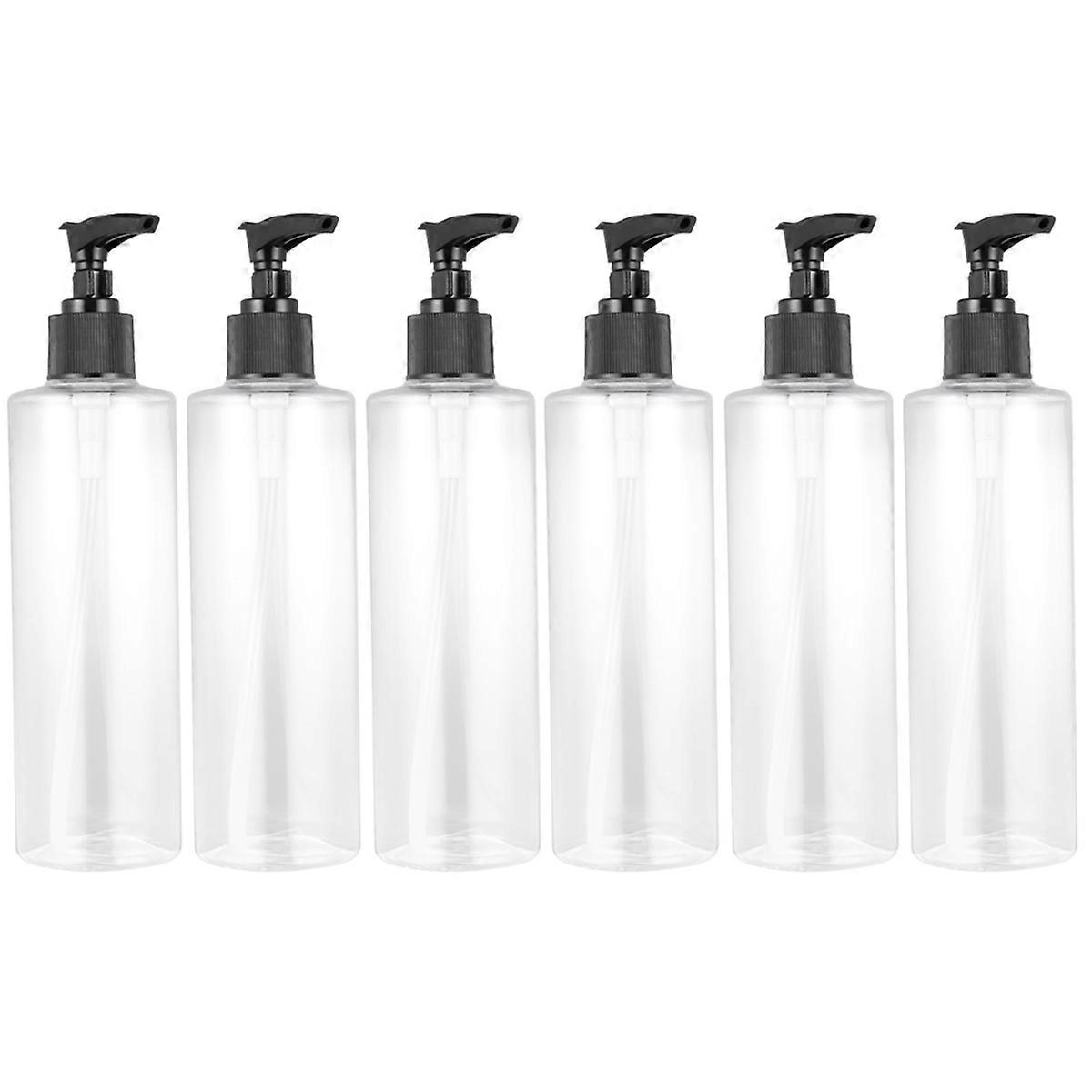 Clear Dispenser Bottle 6Pcs Travel Friendly Pump Containers For Storage Ideal For Shower Gel With Flat Shoulder 21X6.5X6.5Cm