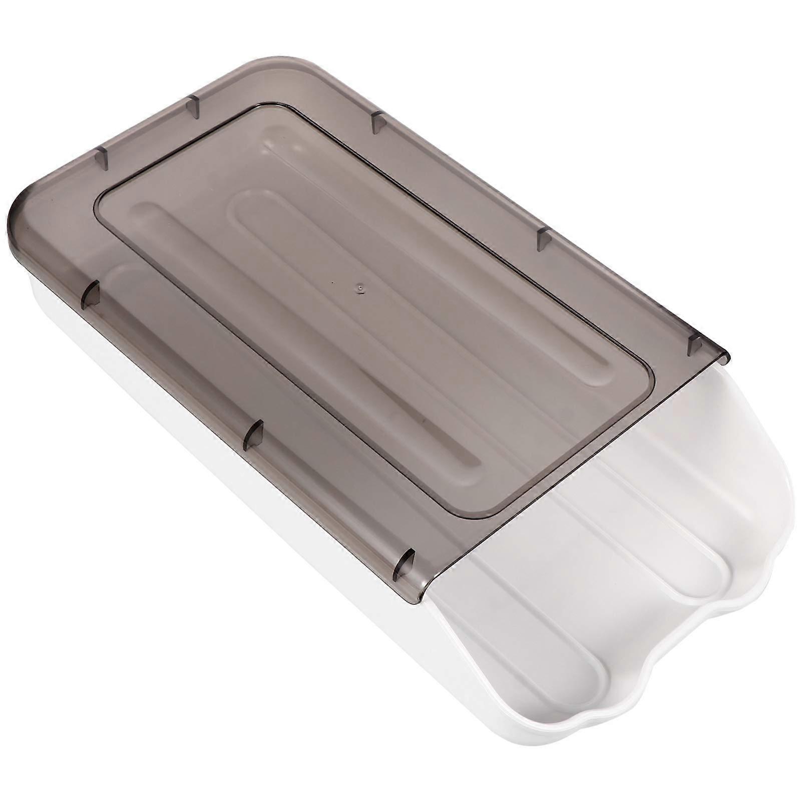 1 piece plastic egg container for refrigerator, transparent storage box with pullout design for eggs, spacesaving and practical for cooling, gray
