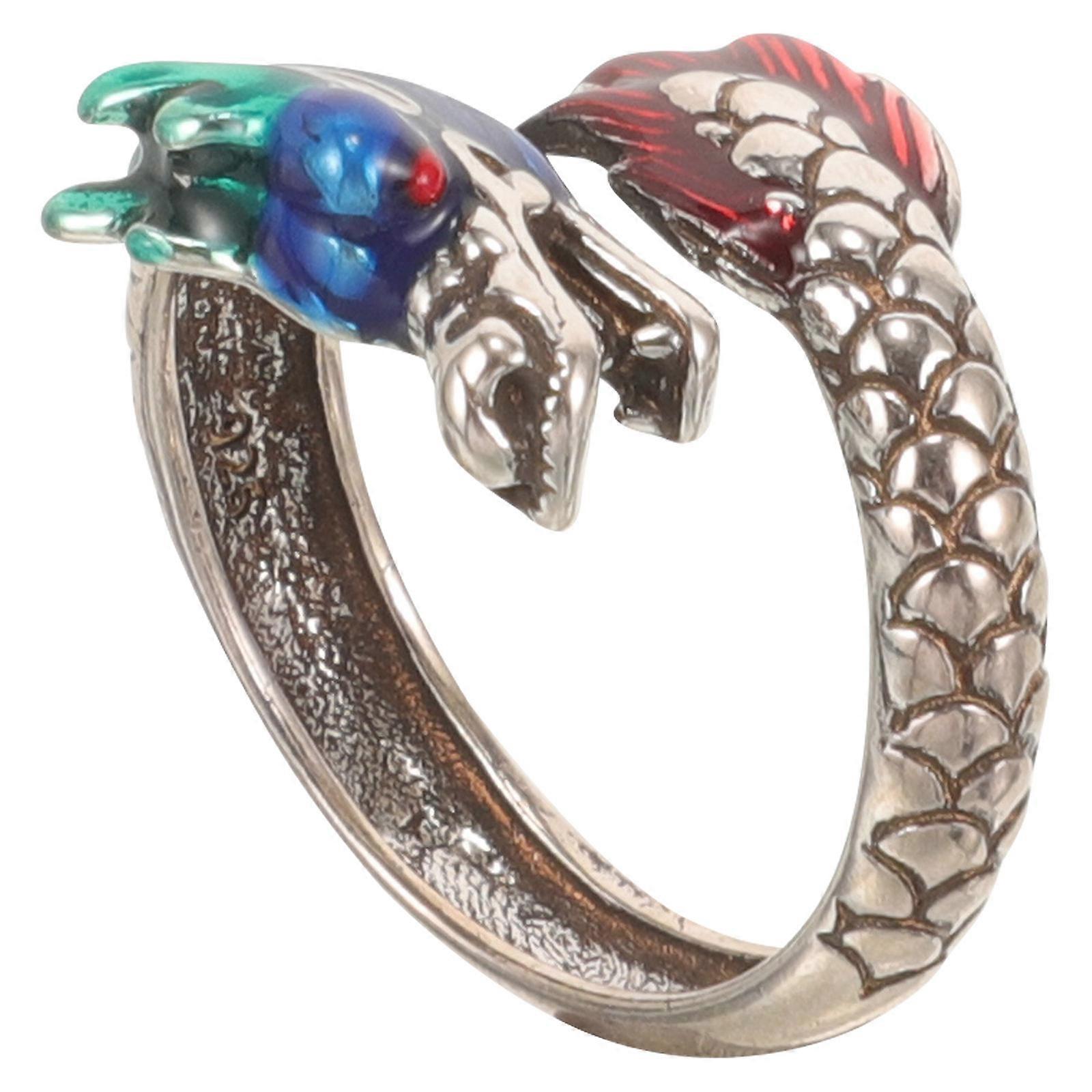 Open Dragon Ring Adjustable Jewelry For Adults In Multi Color With Retro Design 1Set