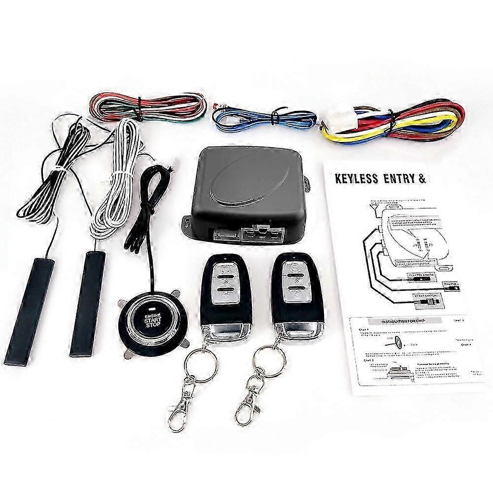 9Pcs Car SUV Switch Keyless Entry Engine Start Alarm System Push Button Remote Starter Stop Auto Ant