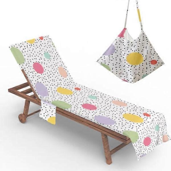 Serviette de plage transat avec poche (D), motif à pois, été