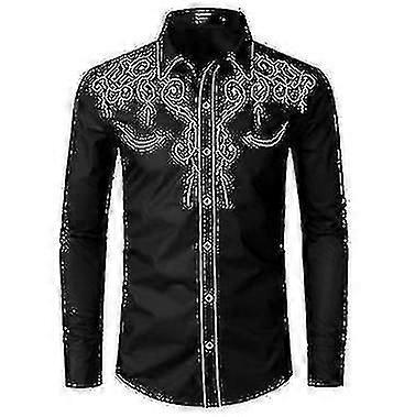 Westliche Herren besticktes Langarm-Slim-Fit-Freizeithemd