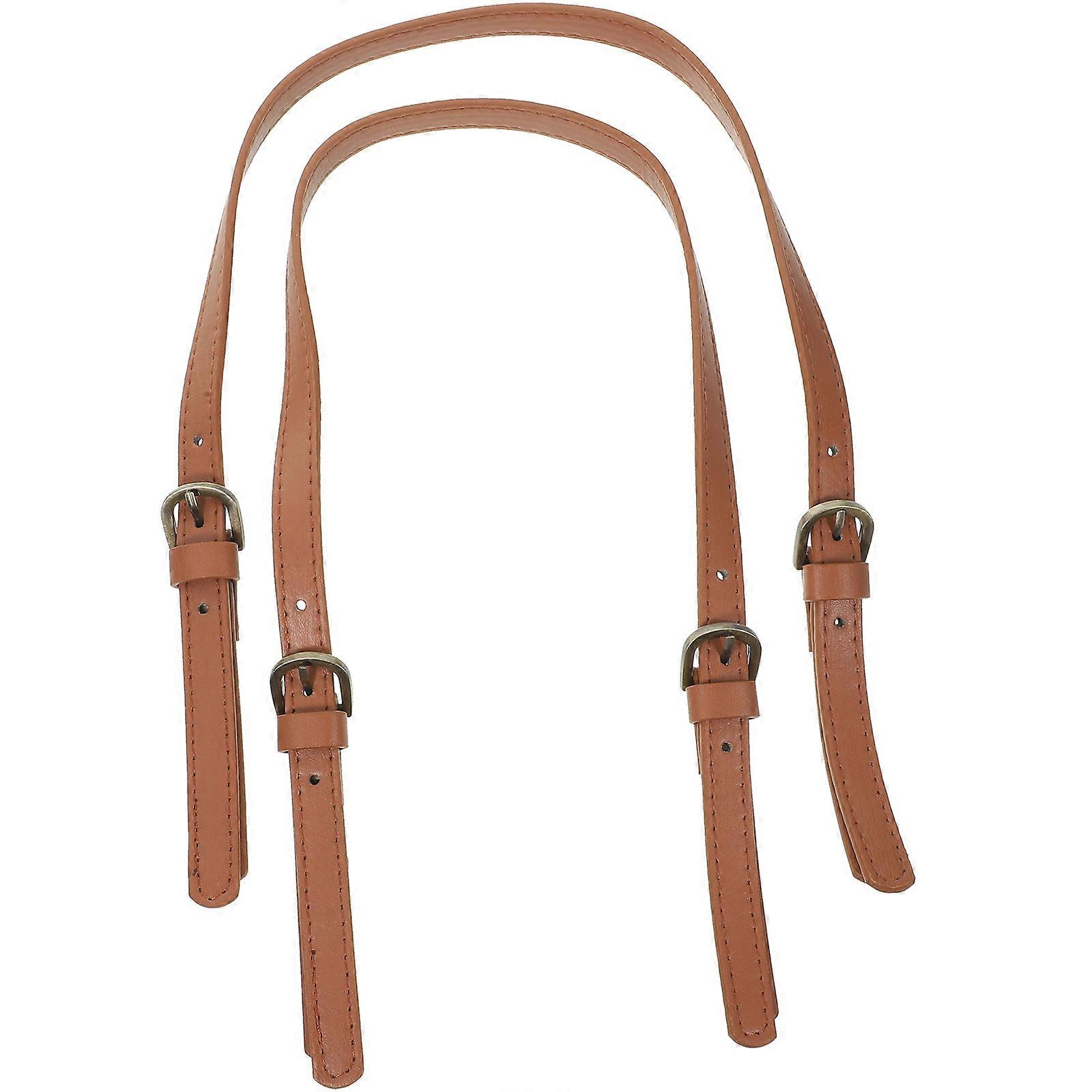 Brown Synthetic Handbag Handles Durable Replacement Strap for DIY Tote Bag 2 Pcs