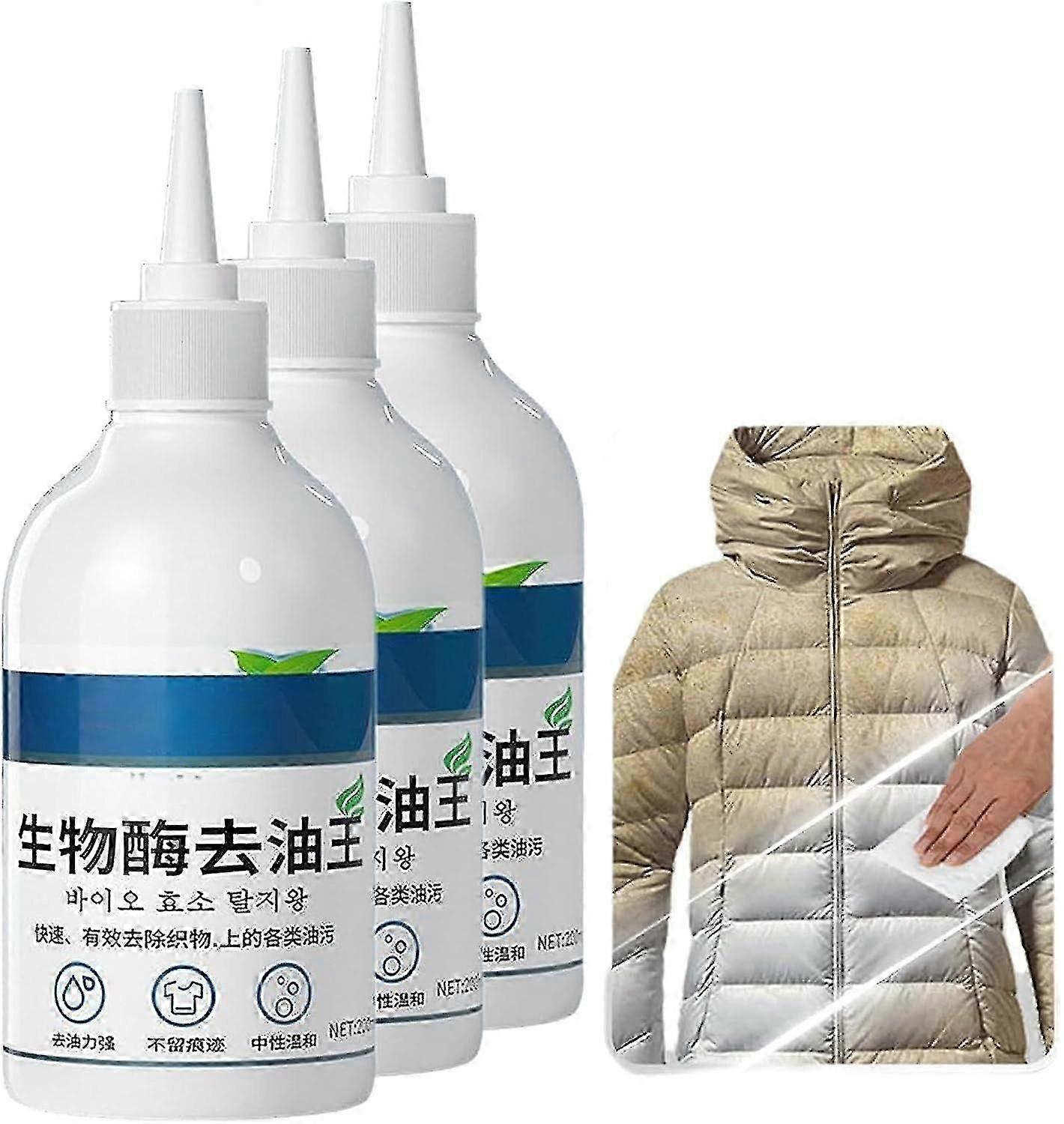 Detergente em spray de limpeza leave-in, removedor de manchas de roupa com enzima ativa, detergente desengordurante para roupas, limpador de manchas de óleo sem lavagem