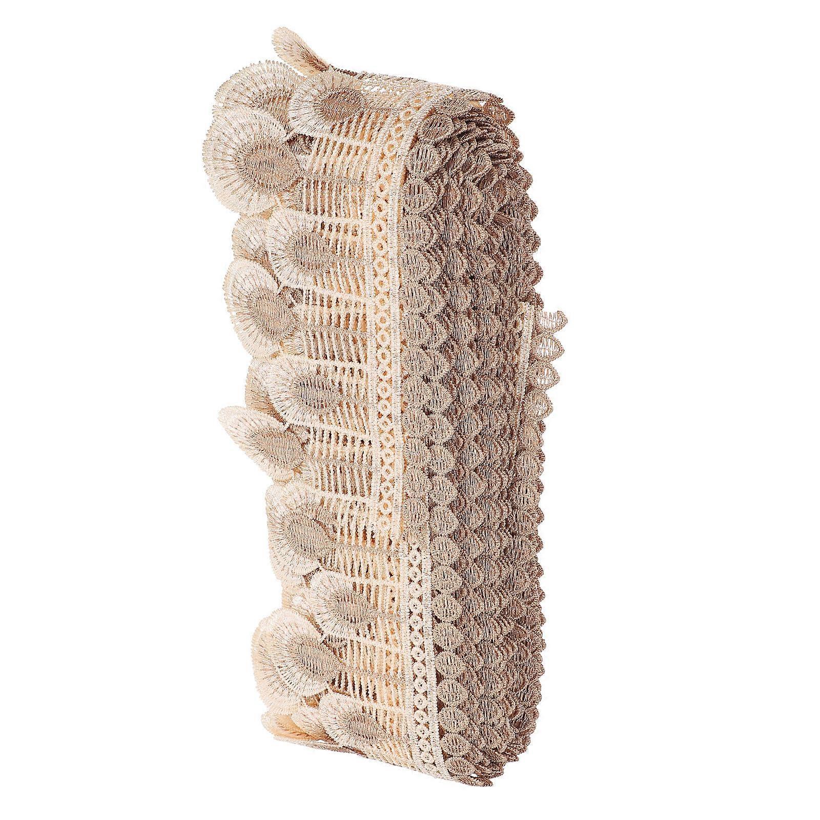 Polyester Embroidered Curtain Trim Ribbon for Decoration in Beige 1 Roll