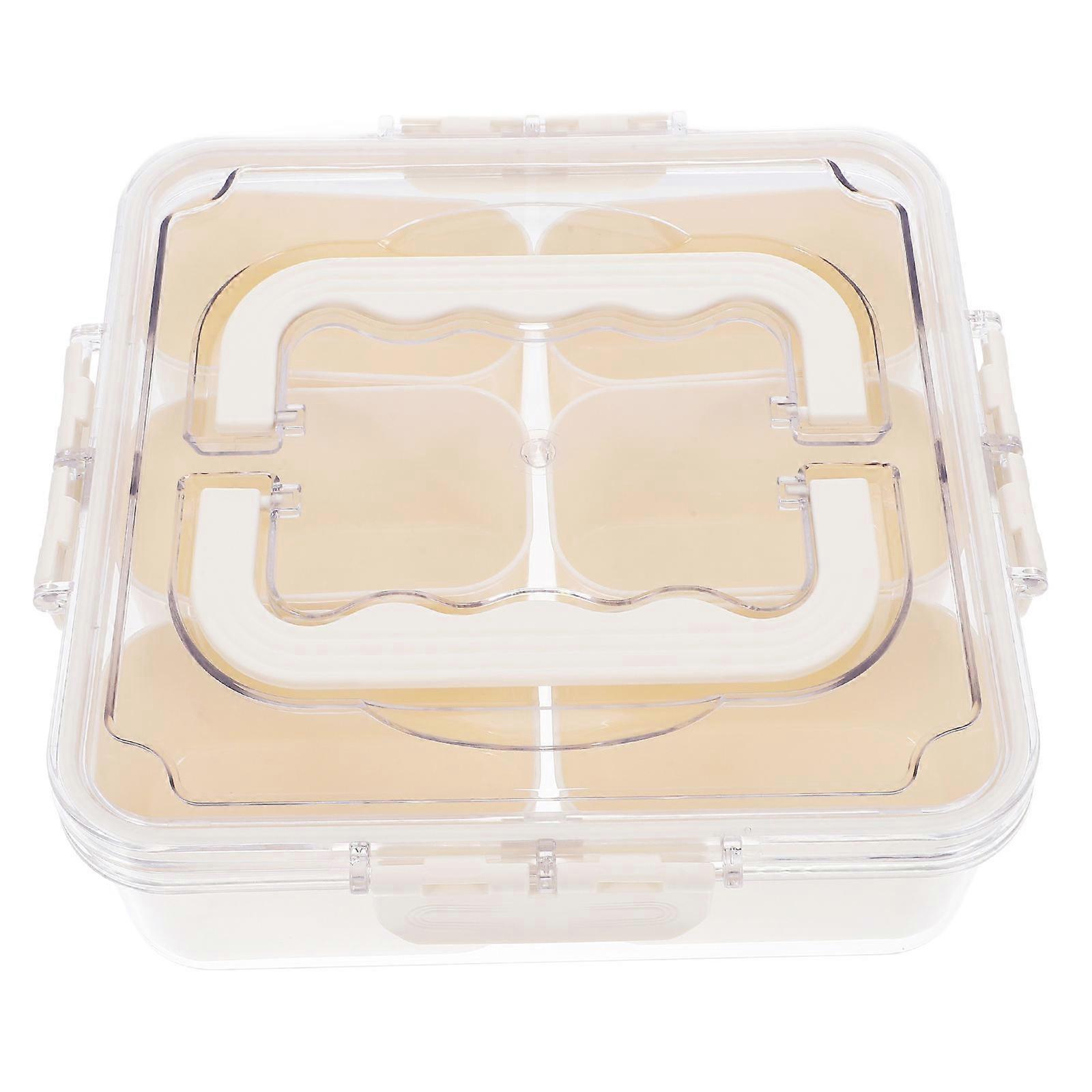 Portable Fridge Organizer with 6 Slots for Seasoning Box Made of PET PP Material Beige Color Fits Most Freezers