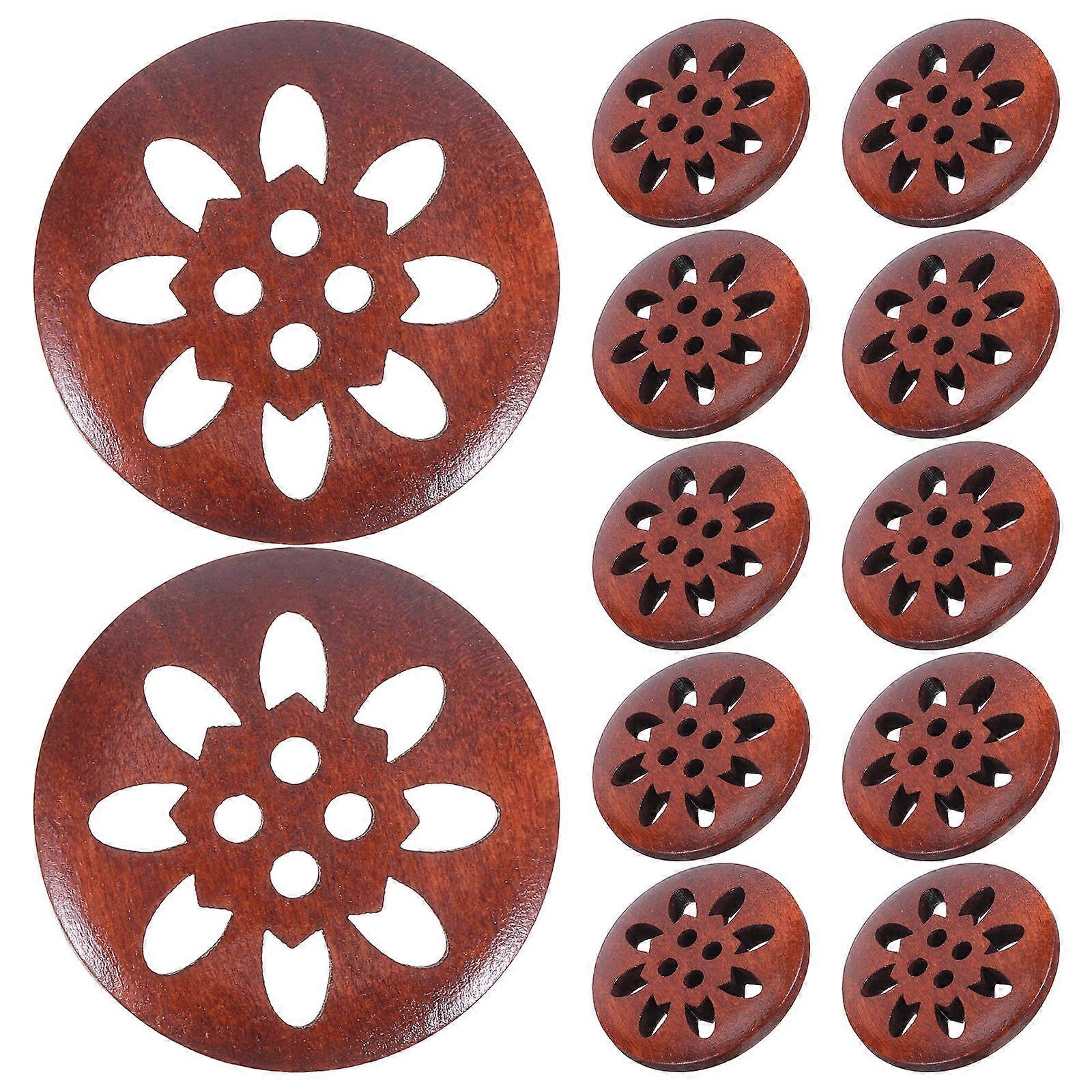 Here's a polished and professional product description based on the information you provided:
**25pcs Wooden Flower Sewing Buttons – Natural Wood