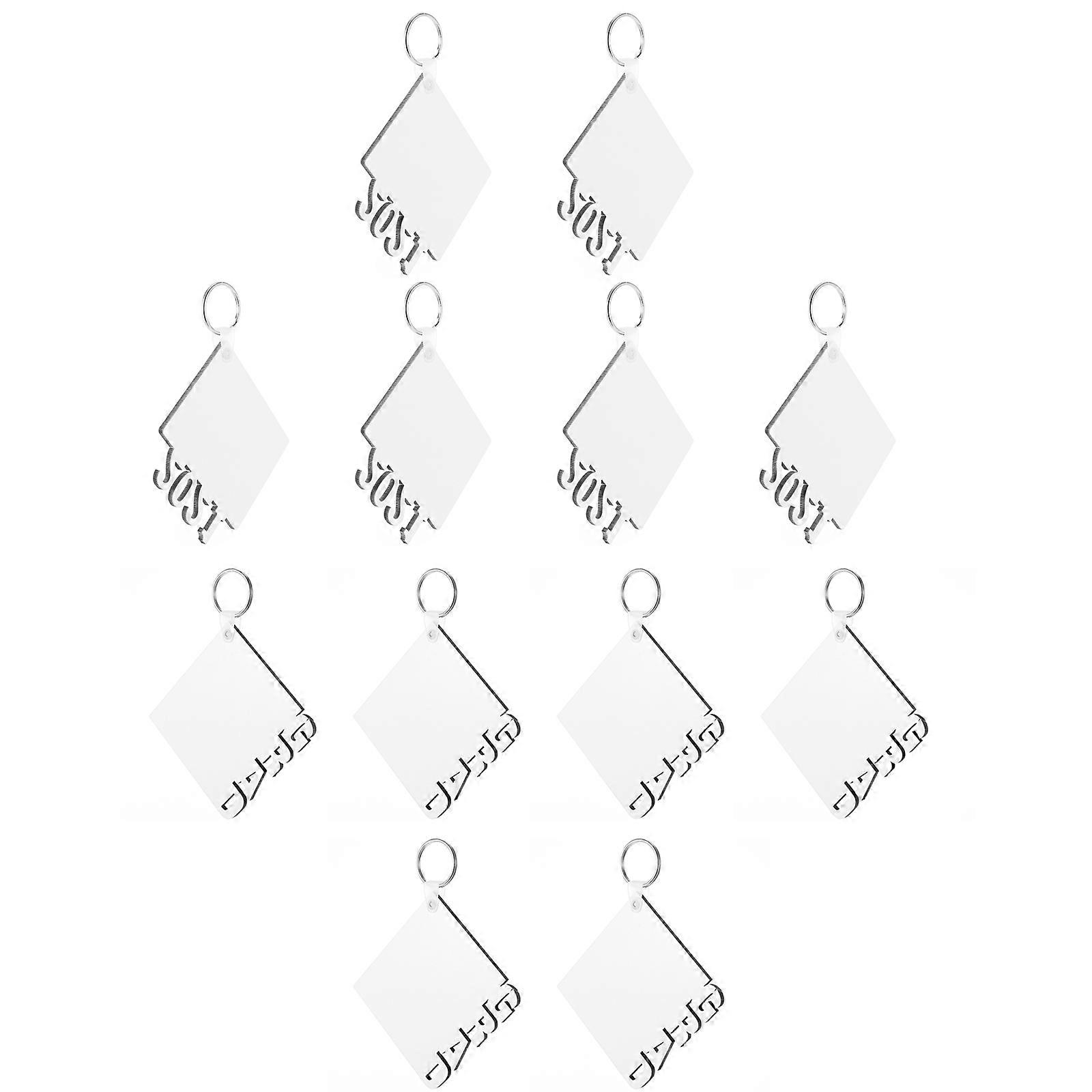 20Set Sublimation Key Rings Blanks For Craft Enthusiasts 7.4X7.4cm White Square Graduation DIY Board